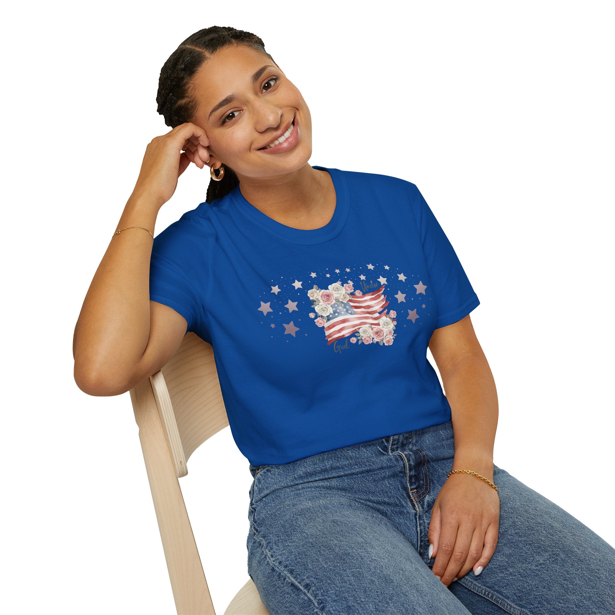 Under God | Watercolor Flag & Roses Women’s Tee