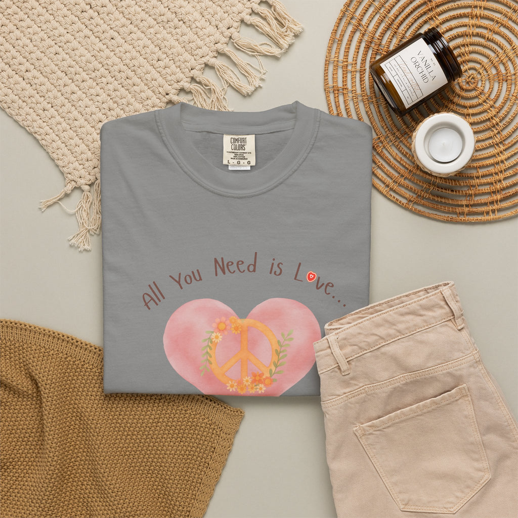Peace and Love — Watercolor All You Need Is Love Tee — For Her