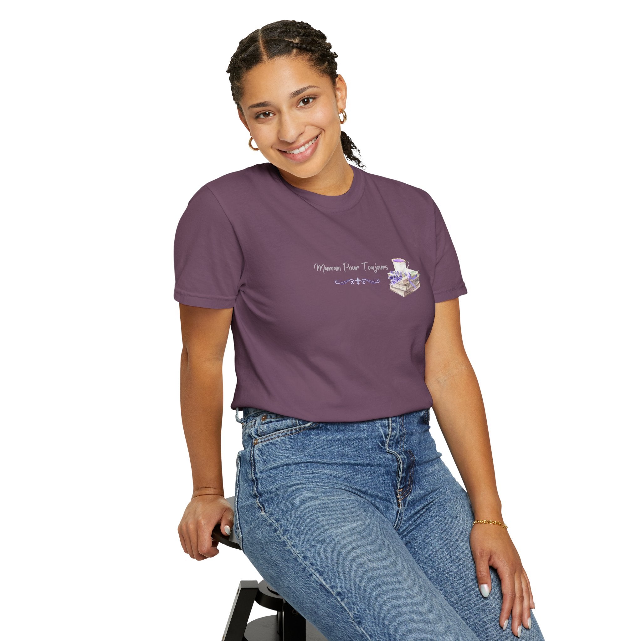 Maman Pour Toujours | French Mom Forever Books & Coffee T-Shirt – Adult Female Mother's Day Gift