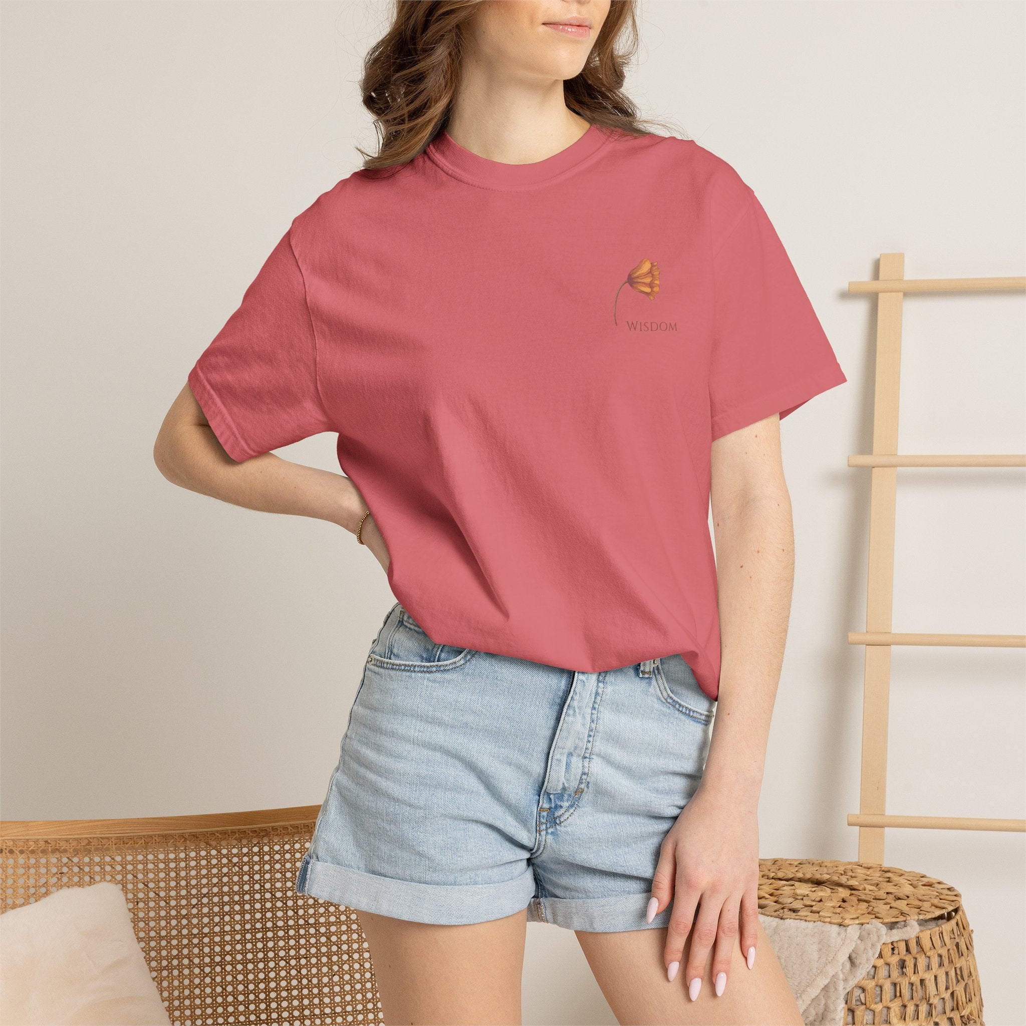 Whispers Collection™ | “Wisdom” Comfort Colors® Garment-Dyed Tee | Inspirational Botanical Shirt | Literary Minimalist Graphic Tee Women Adult