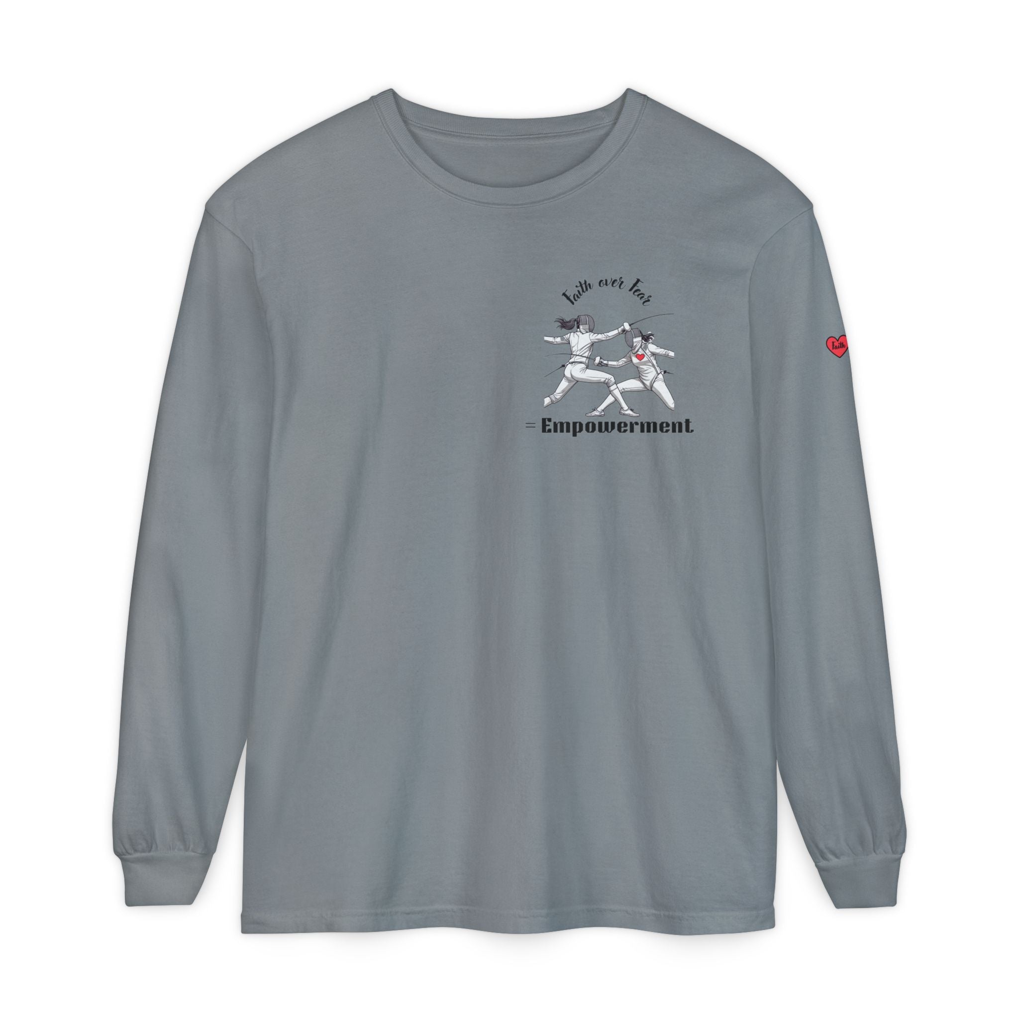 Faith Over Fear – Empowerment Long Sleeve Fencing Tee for Women & Girls