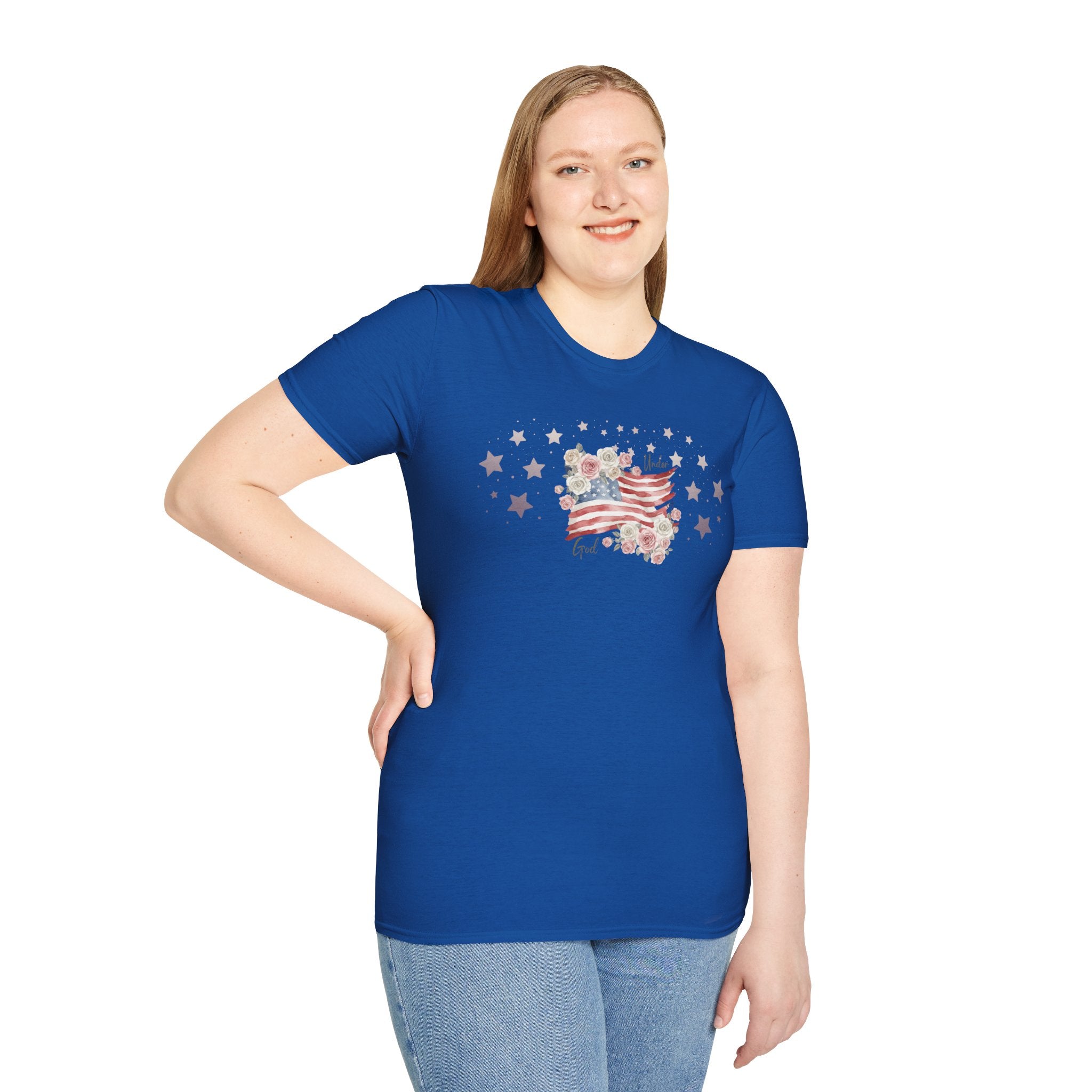 Under God | Watercolor Flag & Roses Women’s Tee
