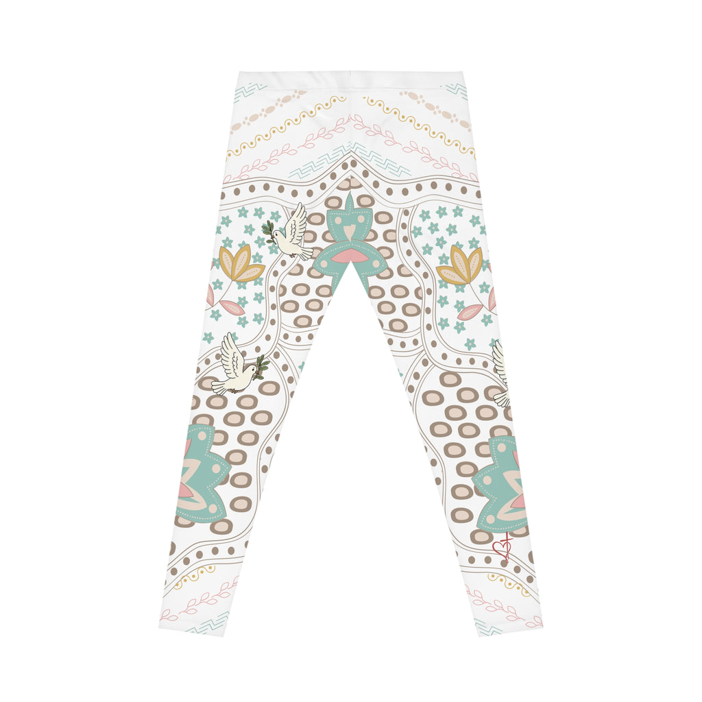 Female Adult Retro Floral Leggings:  Peace Begins With You
