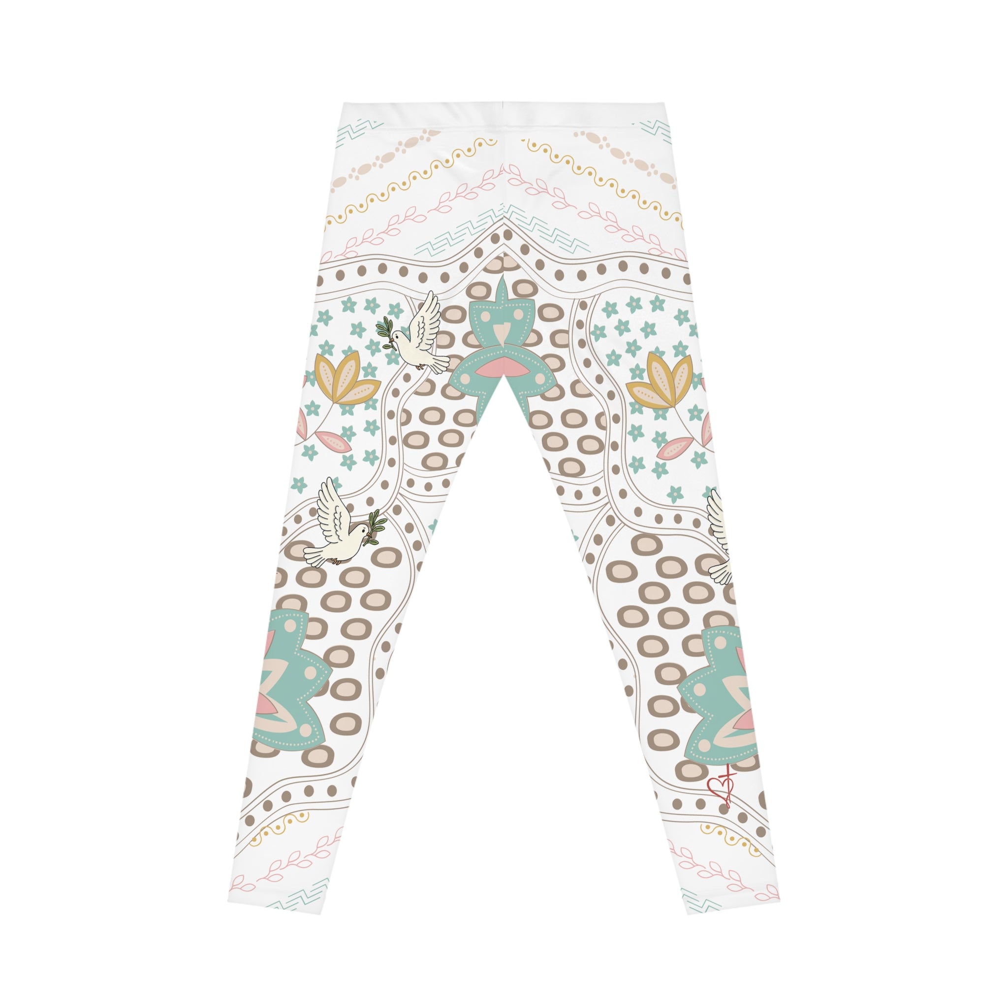 Female Adult Retro Floral Leggings:  Peace Begins With You