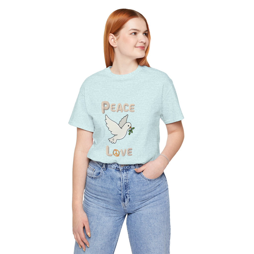 Adult Female Relaxed Comfort Tee:  Peace and Love