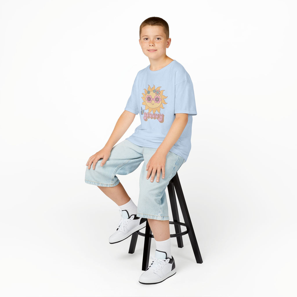Peace and Love Groovy Sun Kids Tee — Retro 70s Graphic T-Shirt for Boys & Girls
