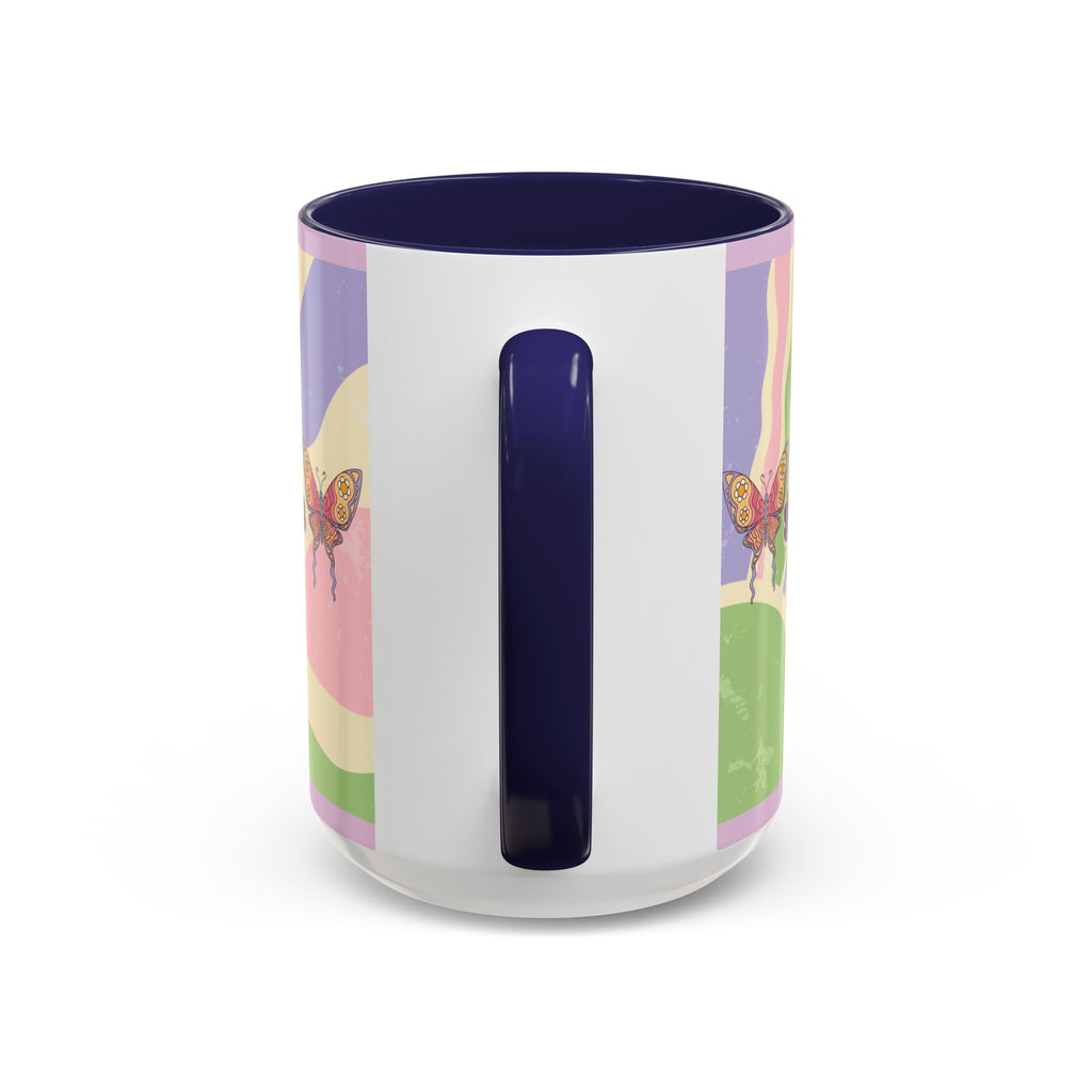 Peace & Love Good Vibes Ceramic Mug — Boho Butterfly & Dove Design (11, 15oz)