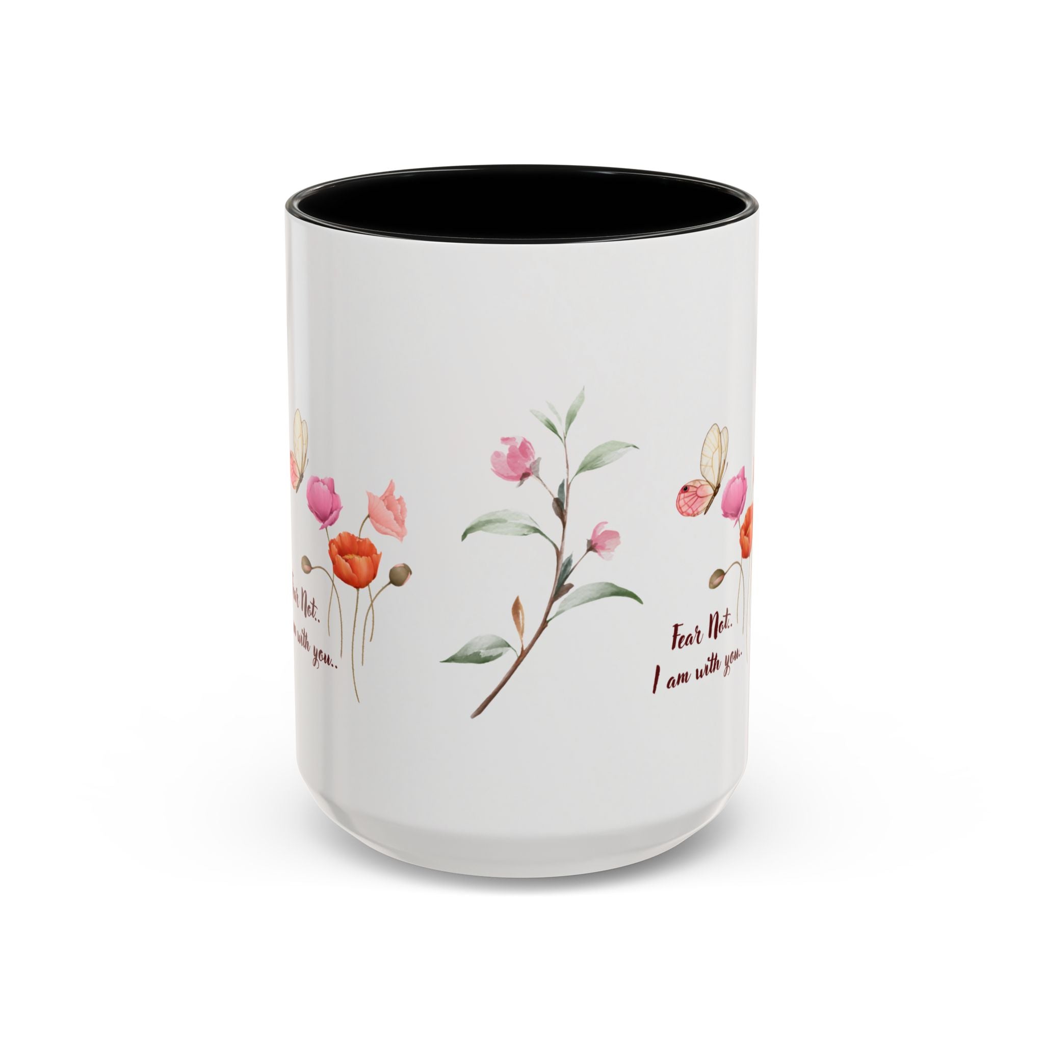 "Fear Not I am With You" Poppies Coffee Mug - Morning Grace in Every Sip (11, 15oz)