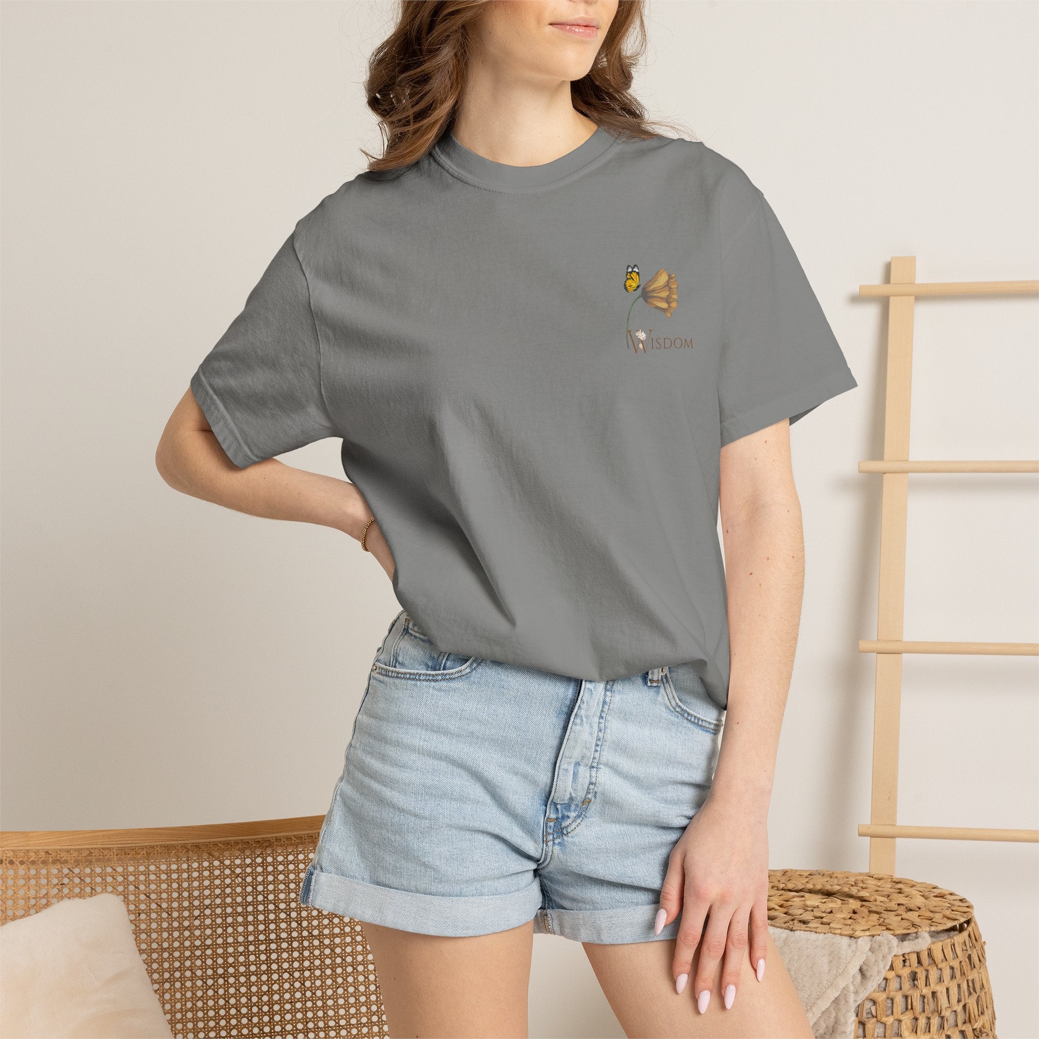 Whispers Collection™ | “Wisdom” Comfort Colors® Garment-Dyed Tee | Inspirational Botanical Shirt | Literary Minimalist Graphic Tee Women Adult