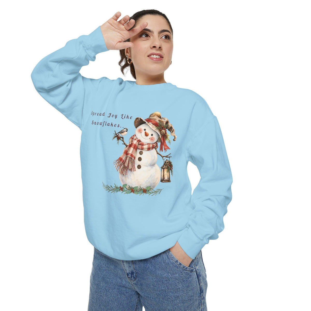 Spread Joy Like Snowflakes | Comfort Colors Snowman Sweatshirt