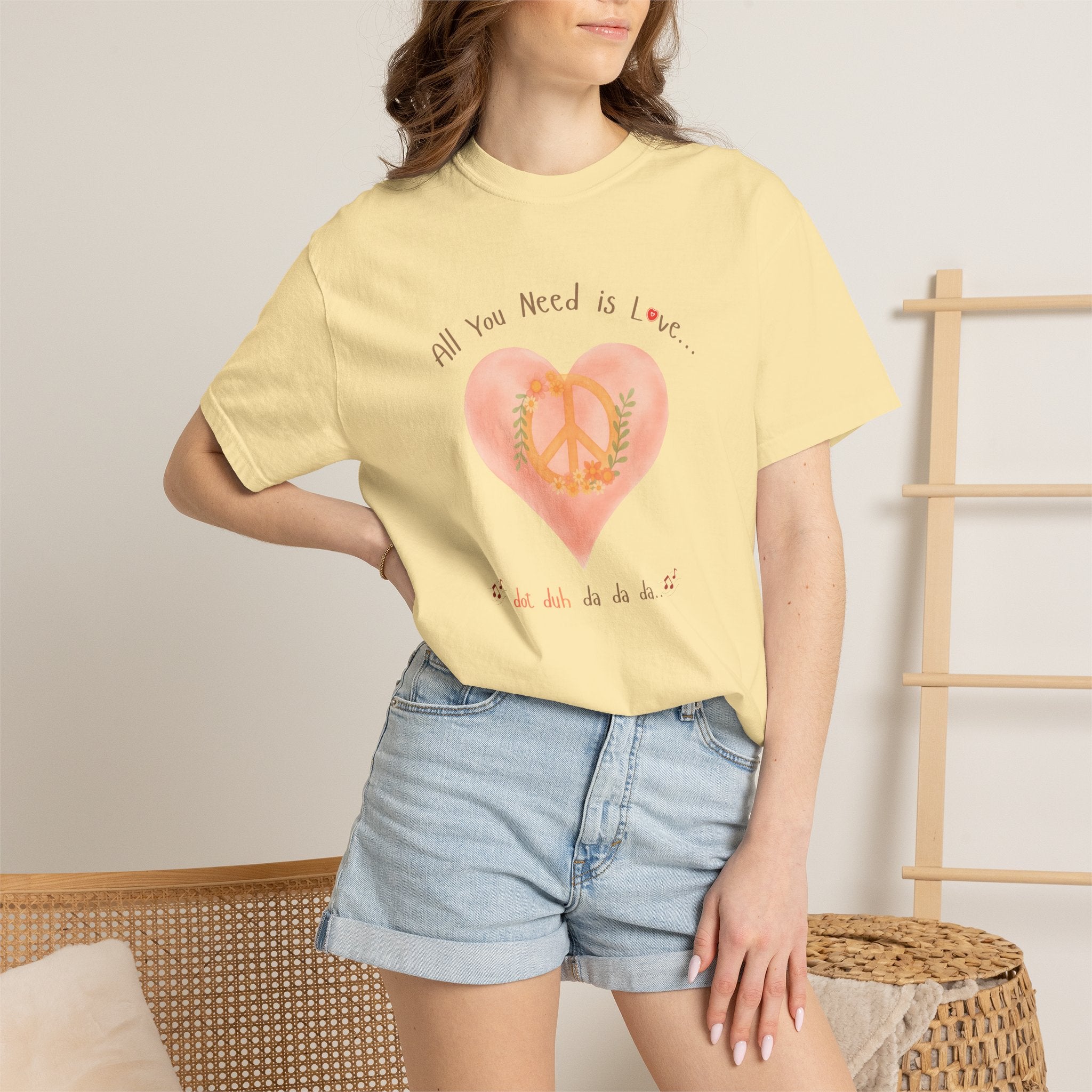 Peace and Love — Watercolor All You Need Is Love Tee — For Her