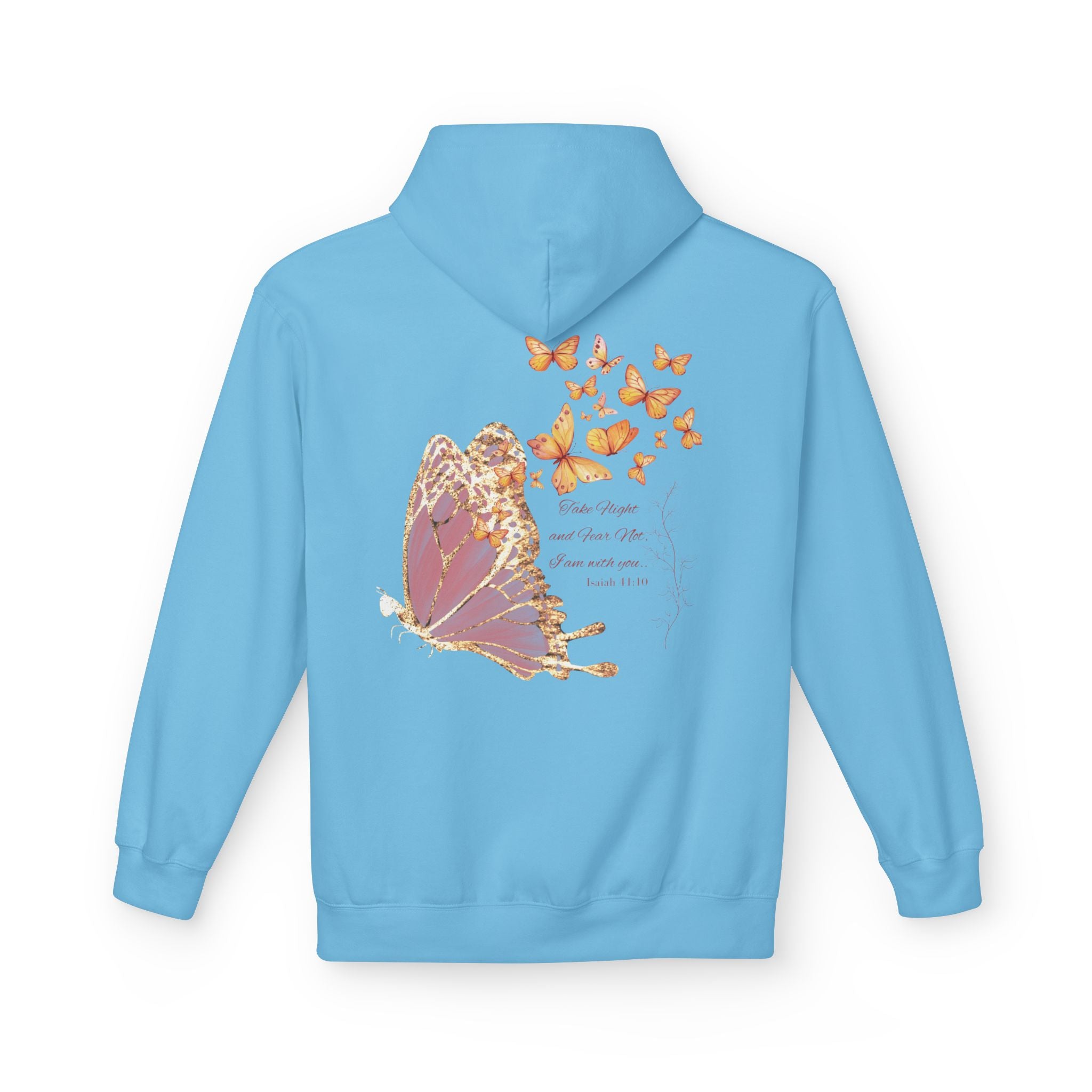 Adult Female Lightweight Soft Fleece Style Hoodie With Pockets:  "I am With You"  (Isaiah 41:10)