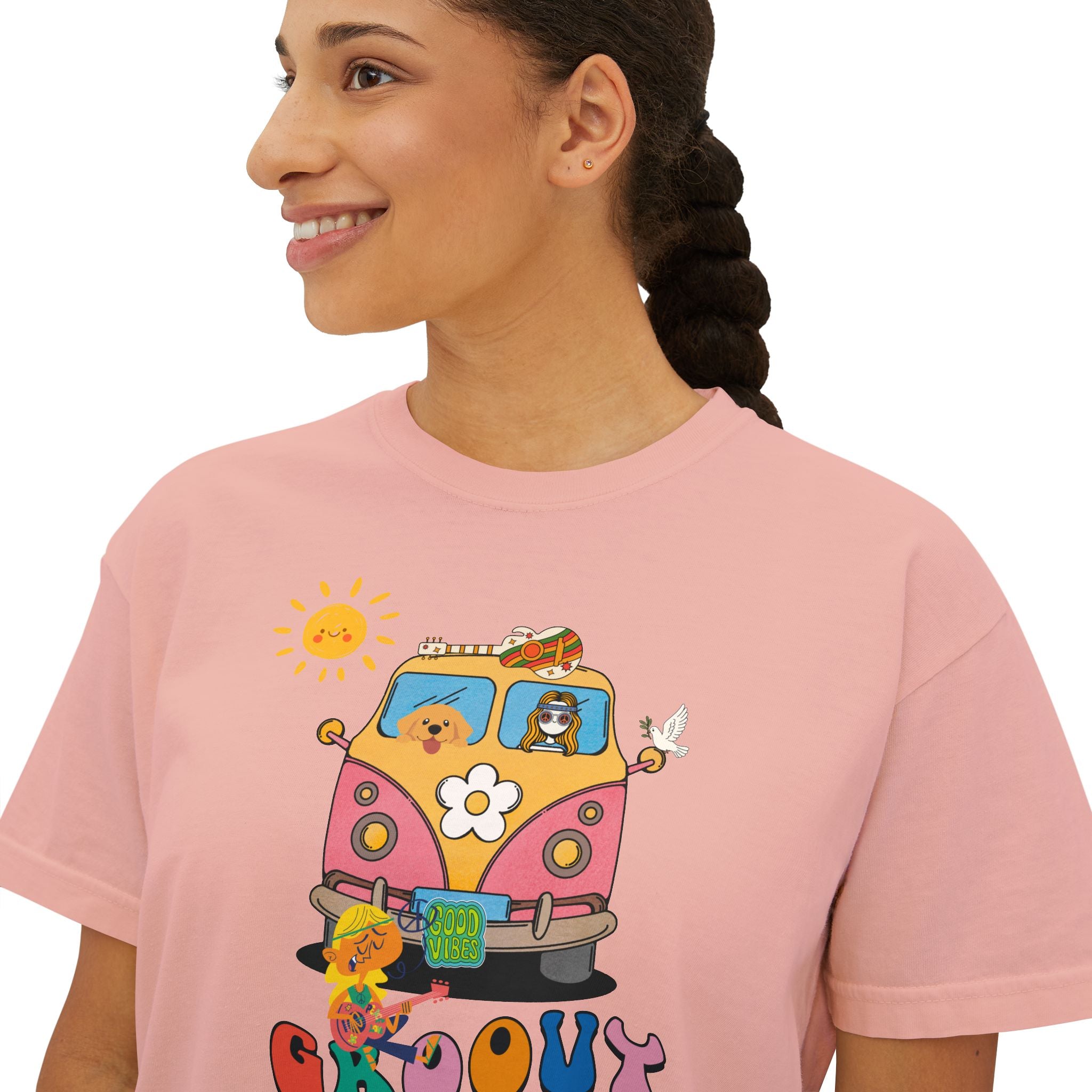 Adult Women's Boxy Tee:  Grove Out:  Peace and Love