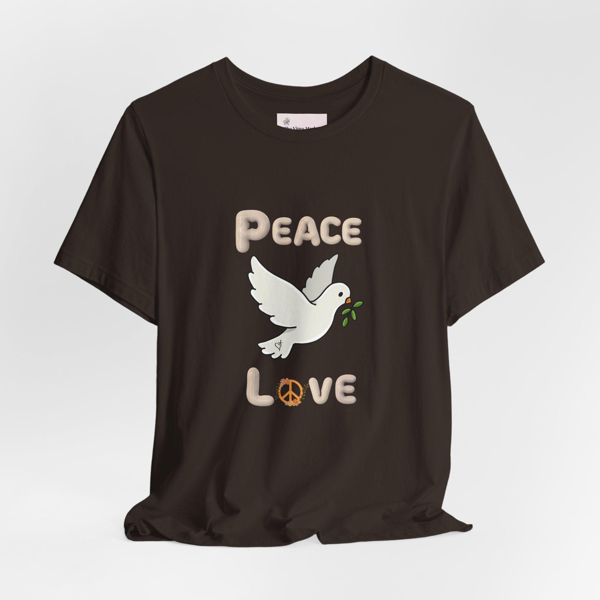 Adult Female Relaxed Comfort Tee:  Peace and Love