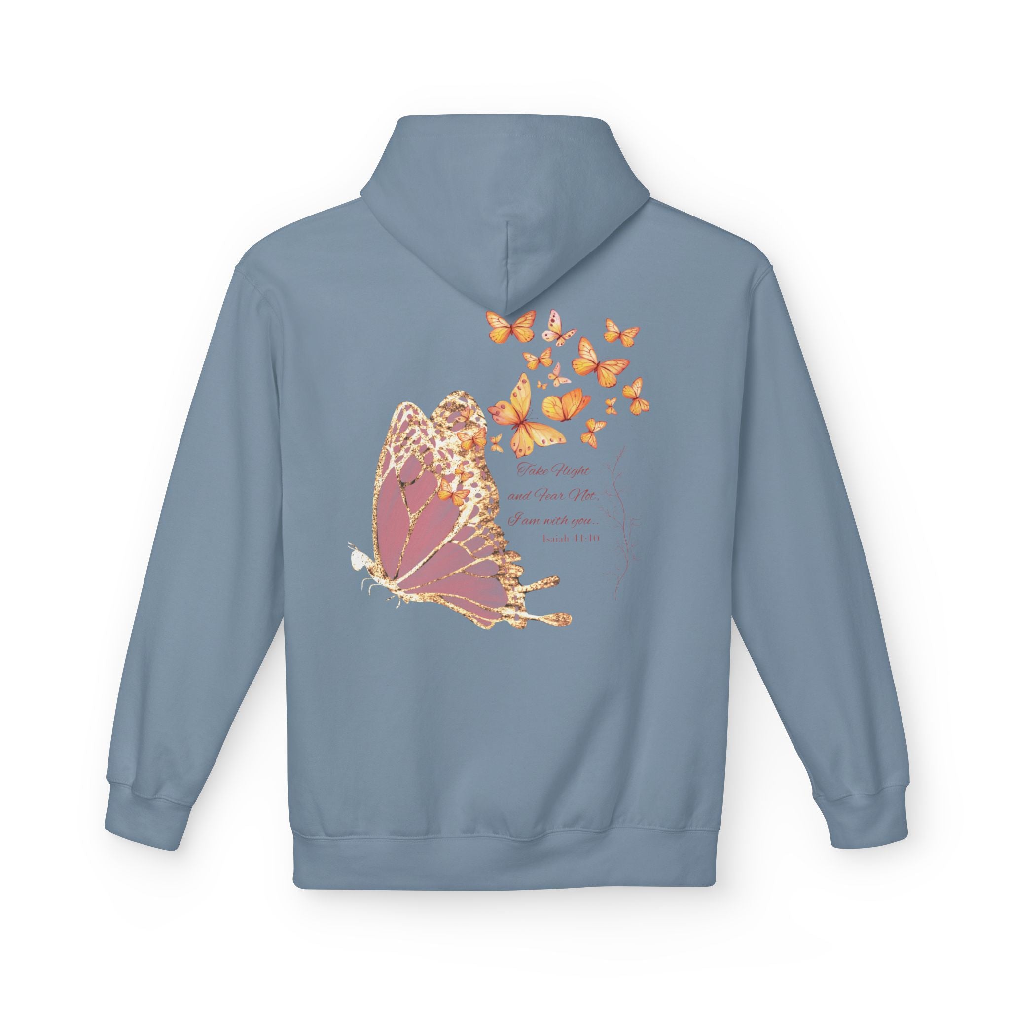 Adult Female Lightweight Soft Fleece Style Hoodie With Pockets:  "I am With You"  (Isaiah 41:10)