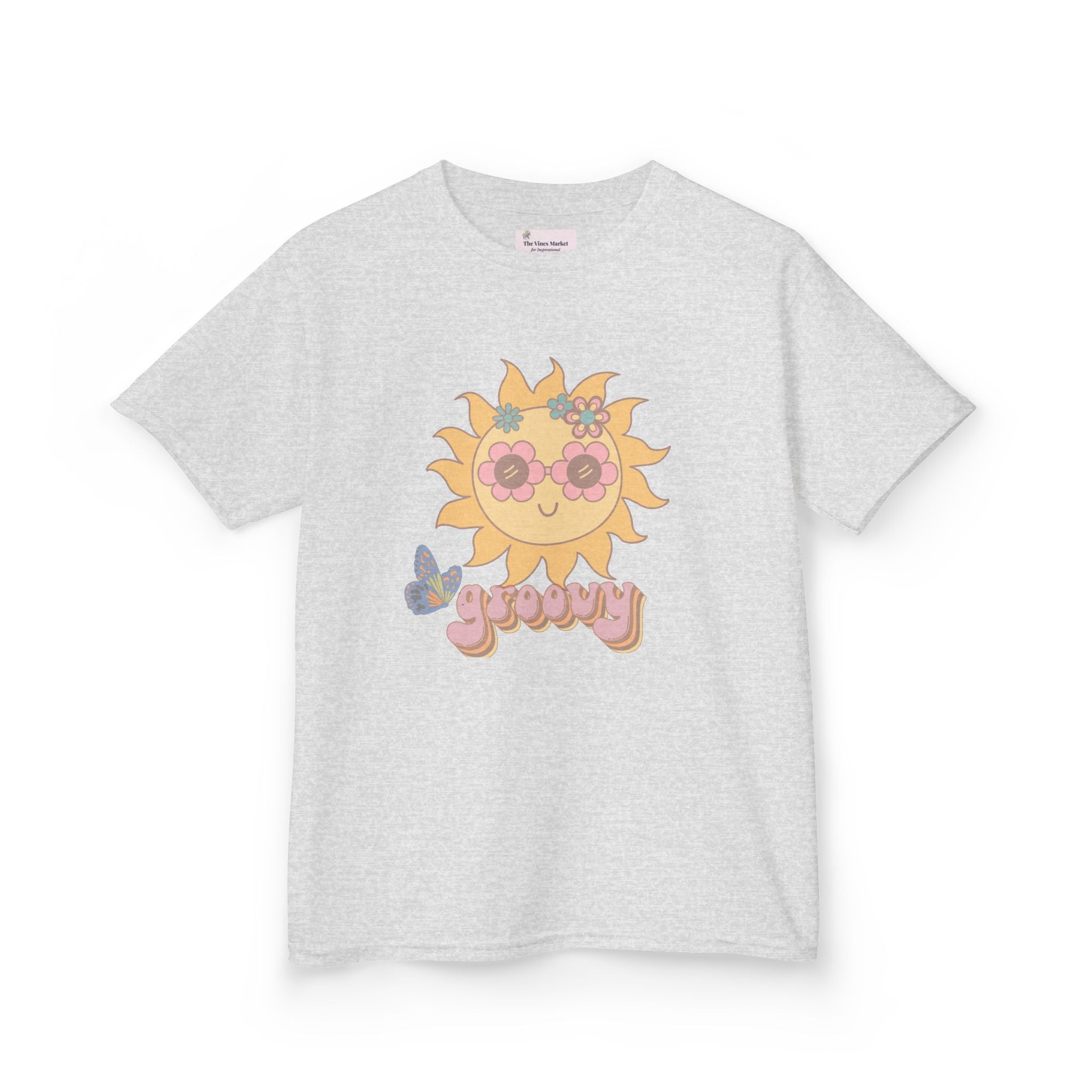 Peace and Love Groovy Sun Kids Tee — Retro 70s Graphic T-Shirt for Boys & Girls