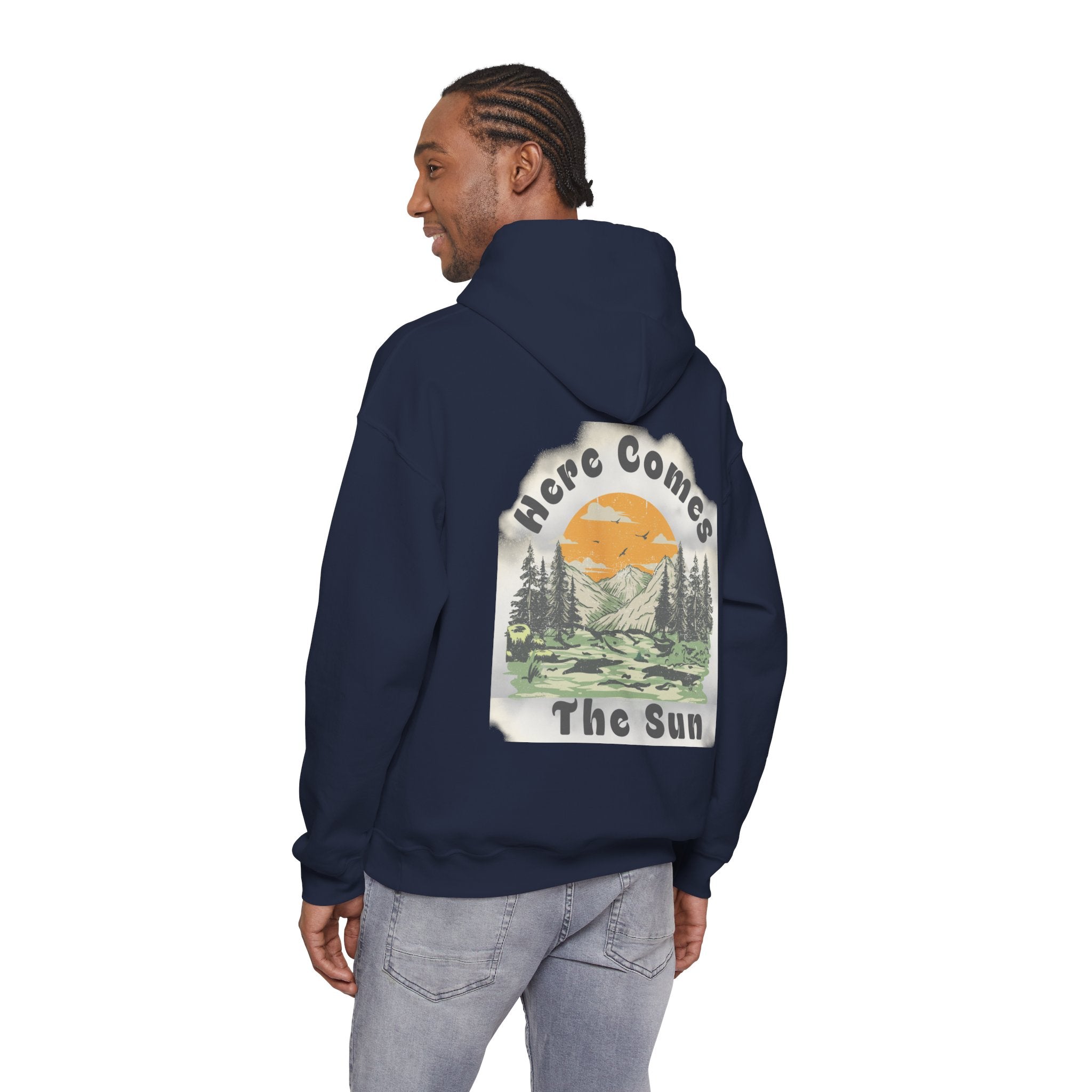 Peace and Love Retro "Here Comes The Sun" Graphic Hoodie — Unisex for Anyone