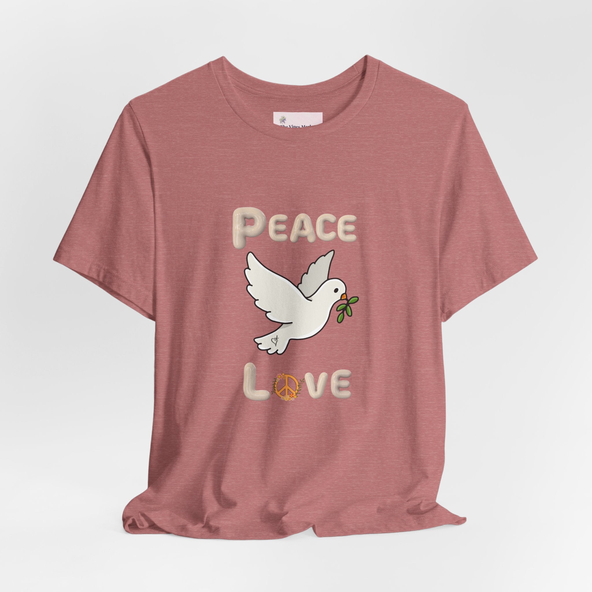 Adult Female Relaxed Comfort Tee:  Peace and Love