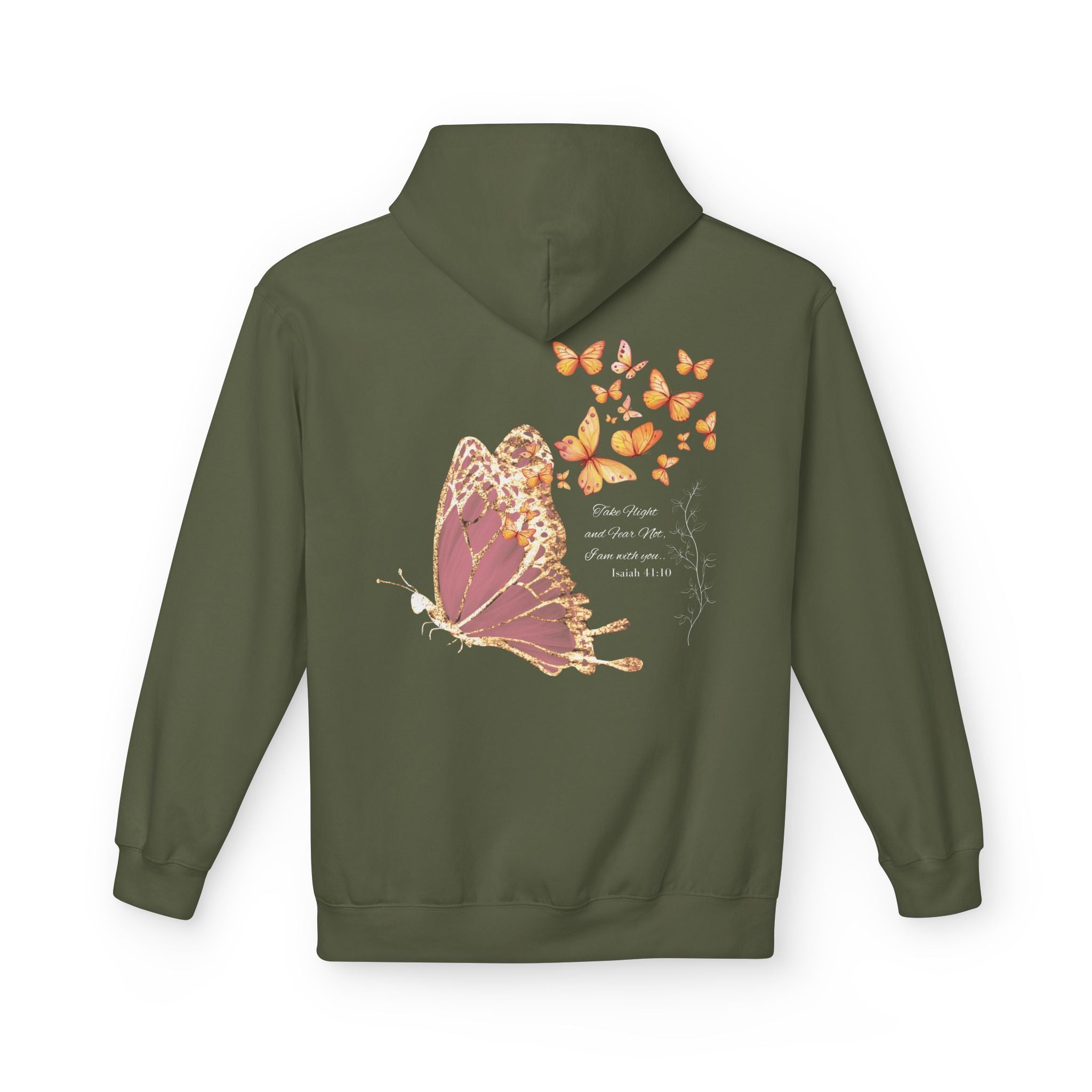 Adult Female Lightweight Soft Fleece Style Hoodie With Pockets:  "I am With You"  (Isaiah 41:10)