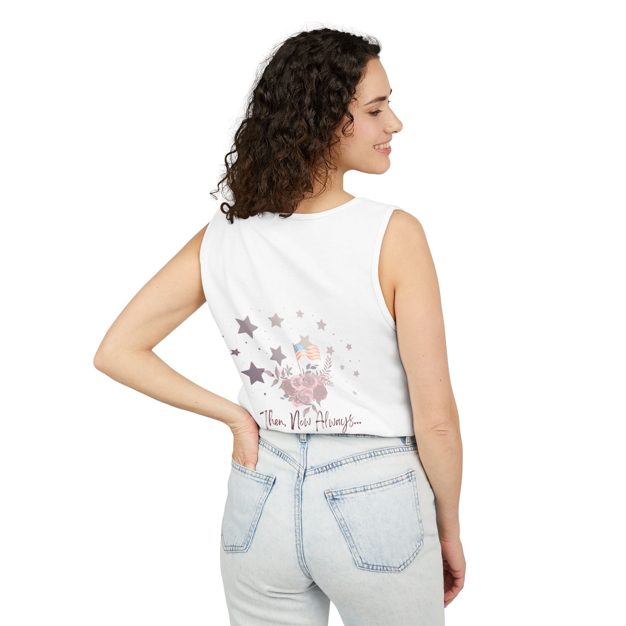 Then, Now and Always | Watercolor Flag & Roses Women's Tank Top