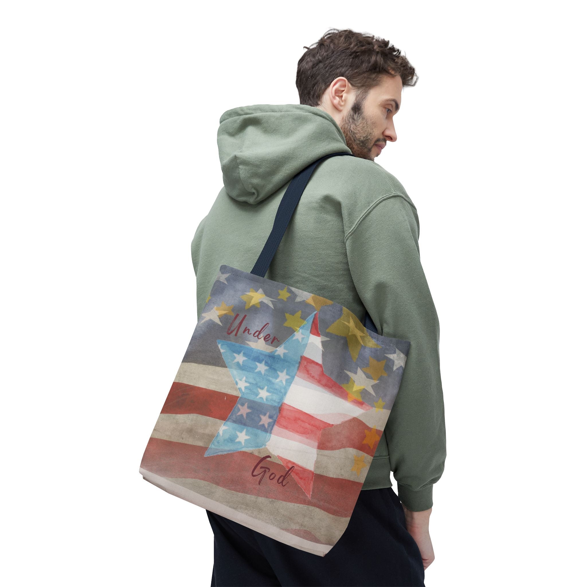 Under God | Watercolor Stars and Stripes Tote Bag 3 Sizes