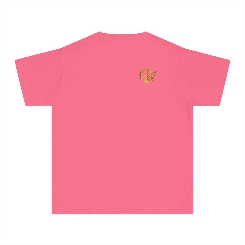 Unisex Youth Cotton Retro Tee:  Peace and Love