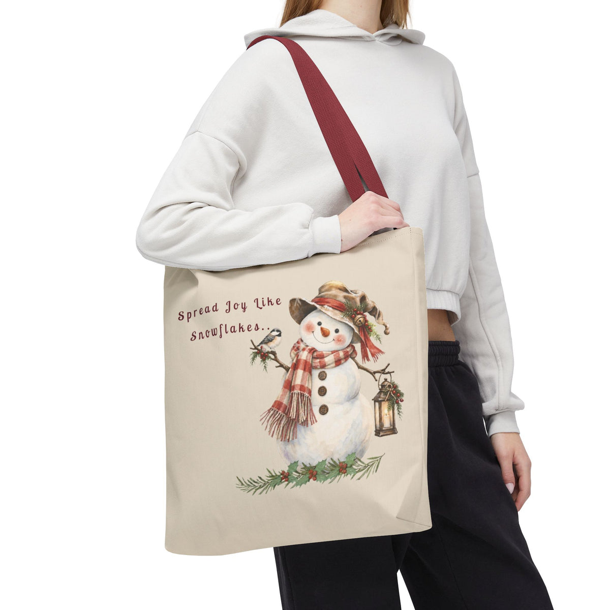 Spread Joy Like Snowflakes | Snowman Tote Bag