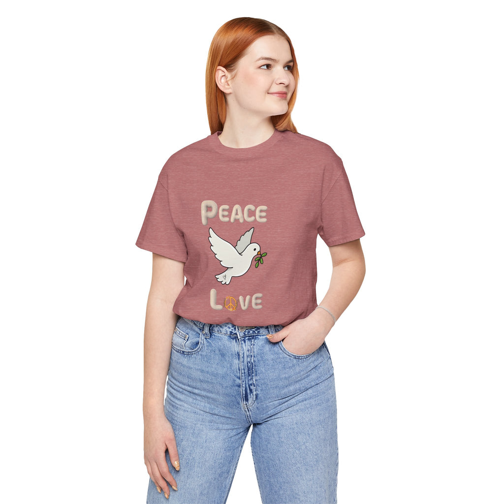 Adult Female Relaxed Comfort Tee:  Peace and Love