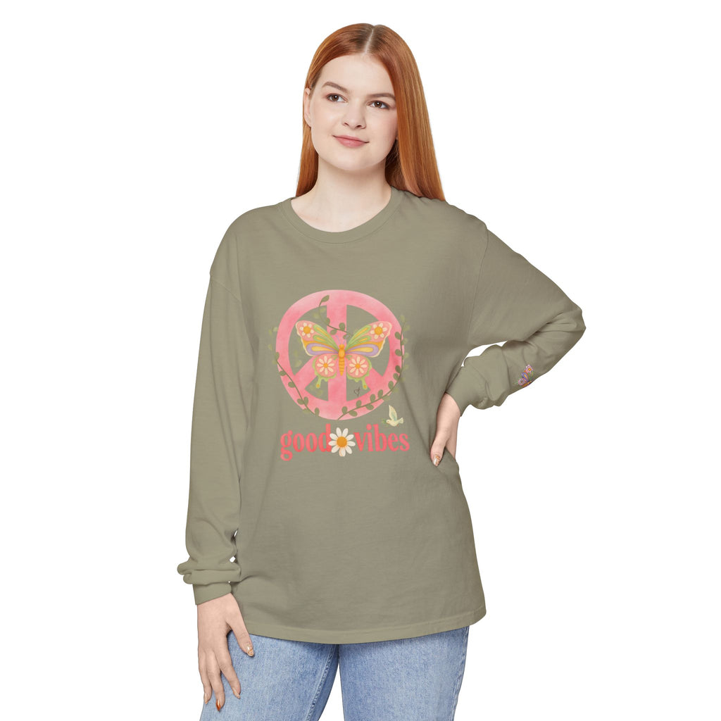 Peace and Love Soft Long Sleeve Good Vibes T-Shirt -- for Her