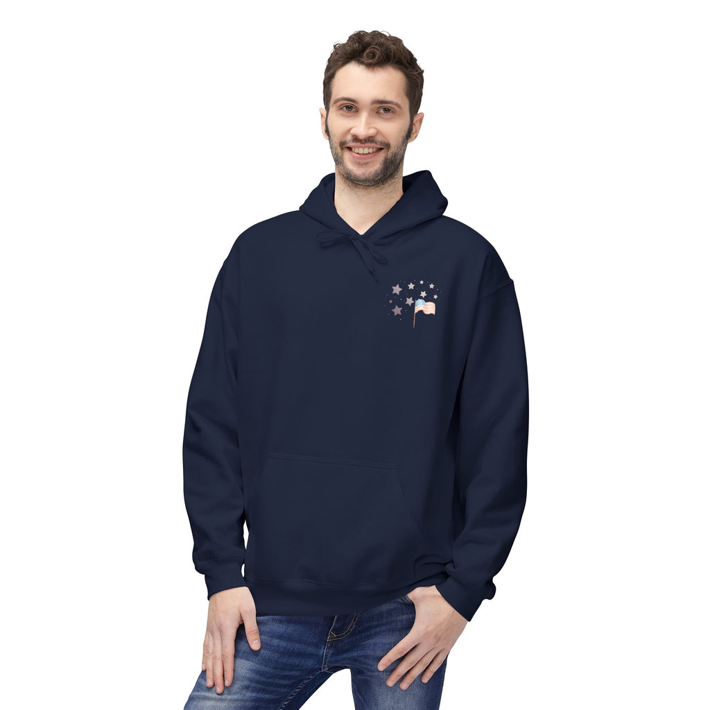 One Nation Under God | Patriotic Soldiers Zipped Hoodie: Men's Midweight Softstyle Fleece Hoodie