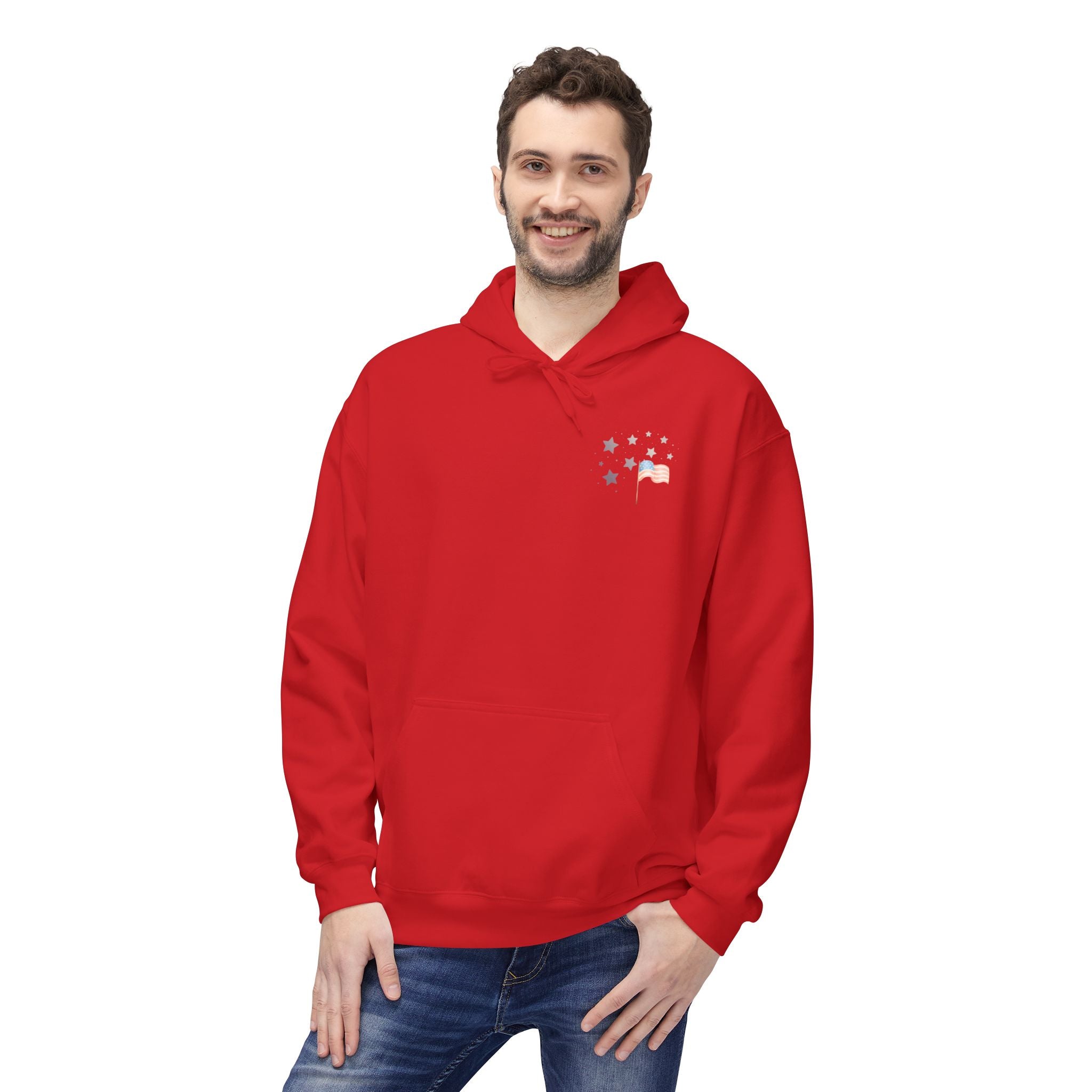 One Nation Under God | Patriotic Soldiers Zipped Hoodie: Men's Midweight Softstyle Fleece Hoodie