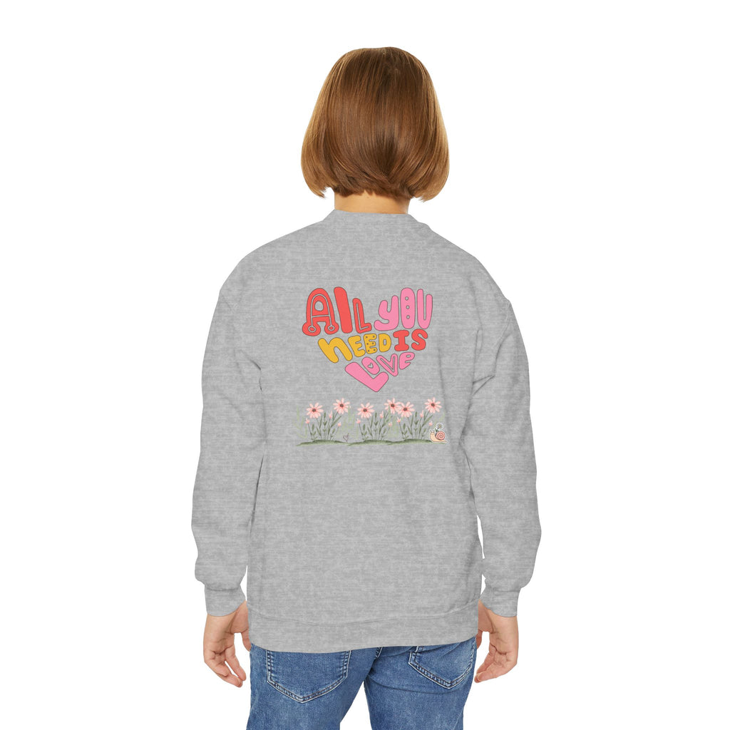 Youth Female Retro Crewneck Sweatshirt:  All You Need is Love