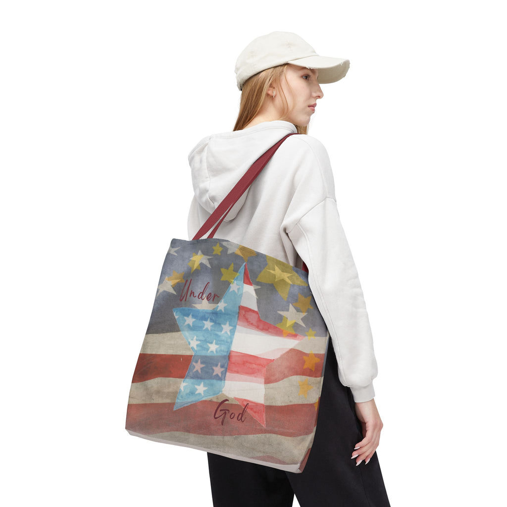 Under God | Watercolor Stars and Stripes Tote Bag 3 Sizes