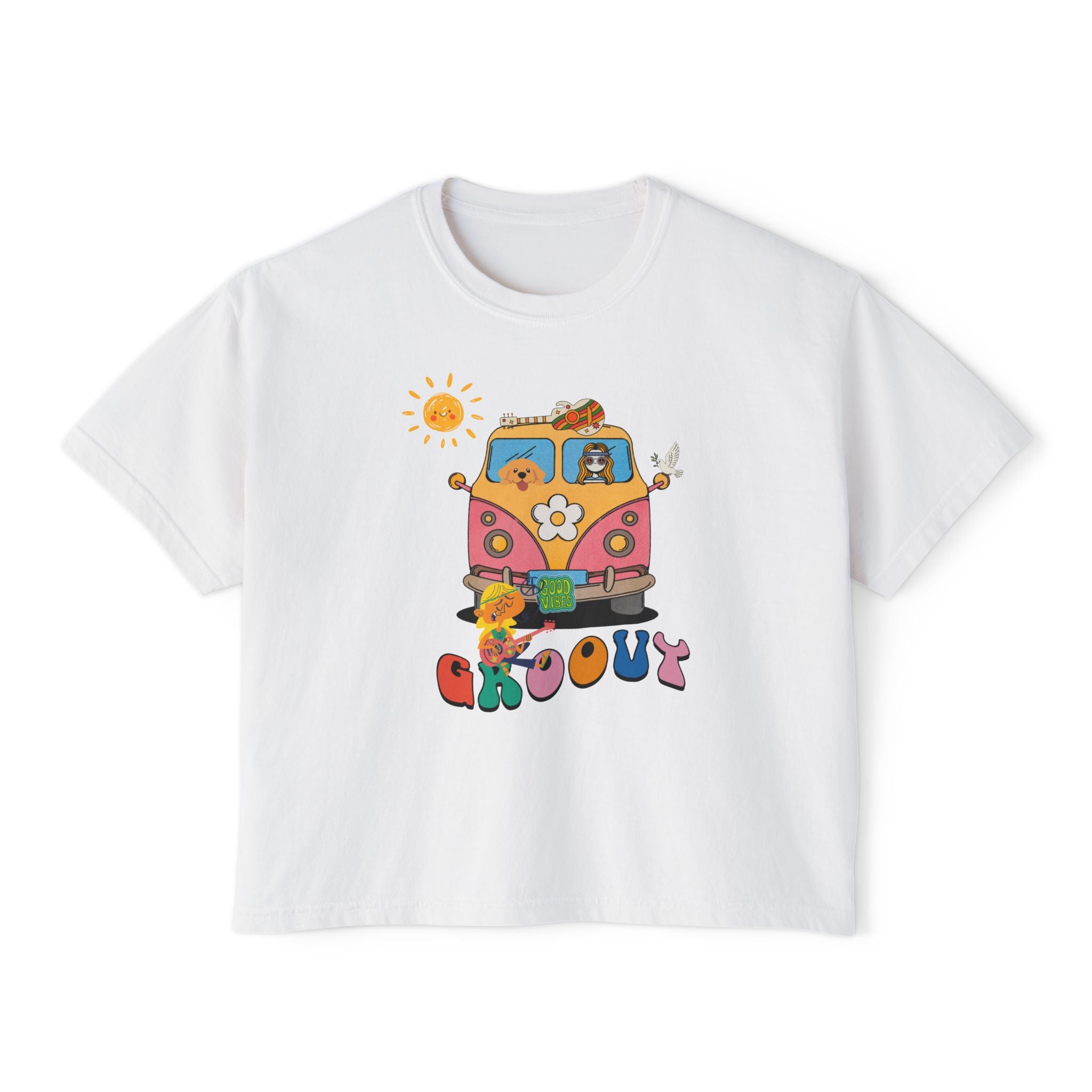 Adult Women's Boxy Tee:  Grove Out:  Peace and Love