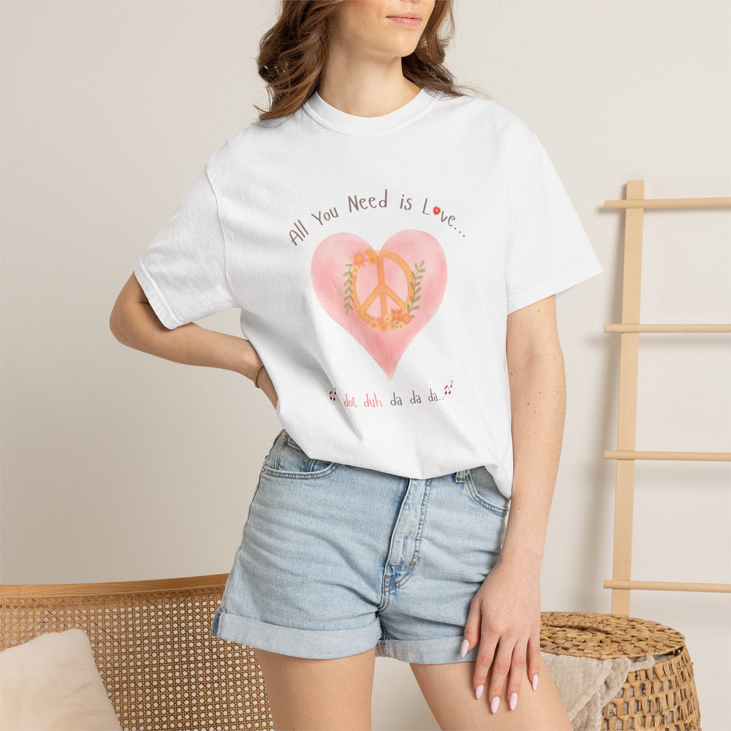 Peace and Love — Watercolor All You Need Is Love Tee — For Her