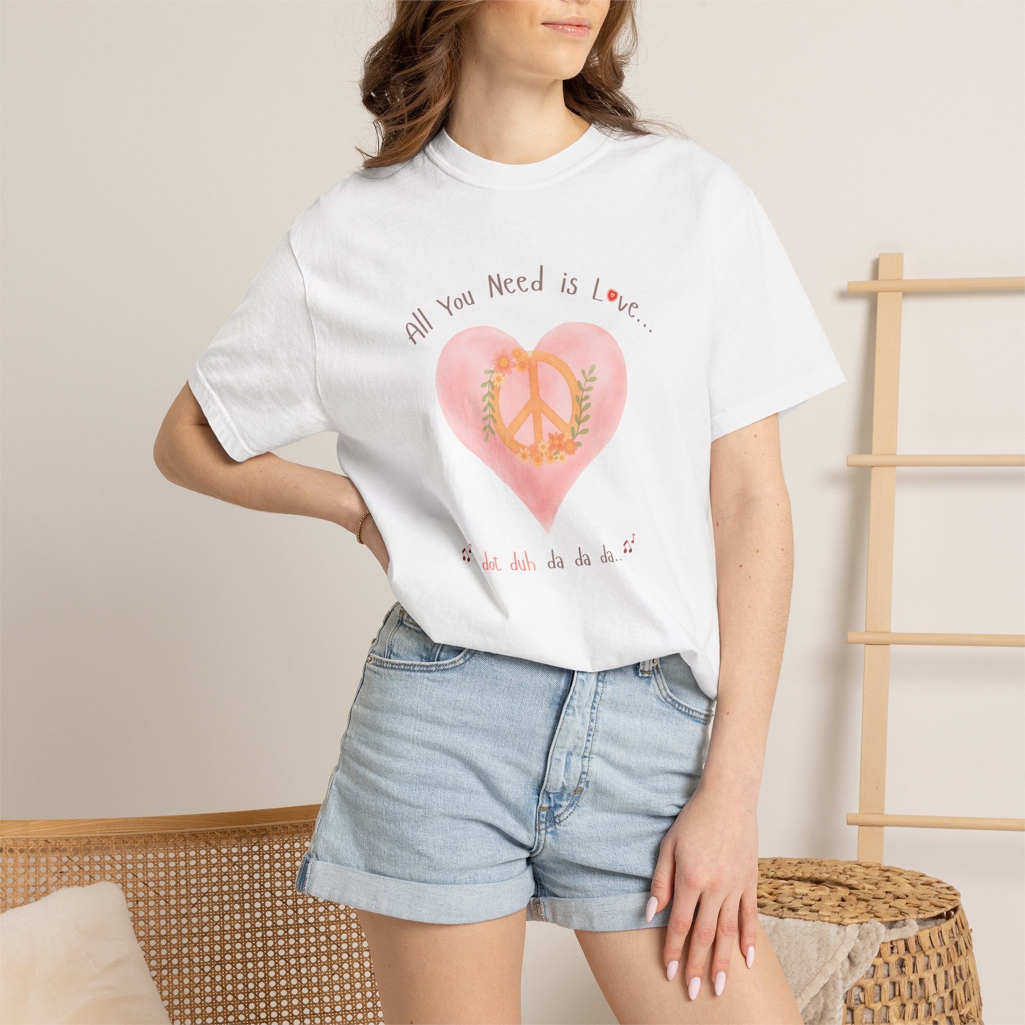 Peace and Love — Watercolor All You Need Is Love Tee — For Her