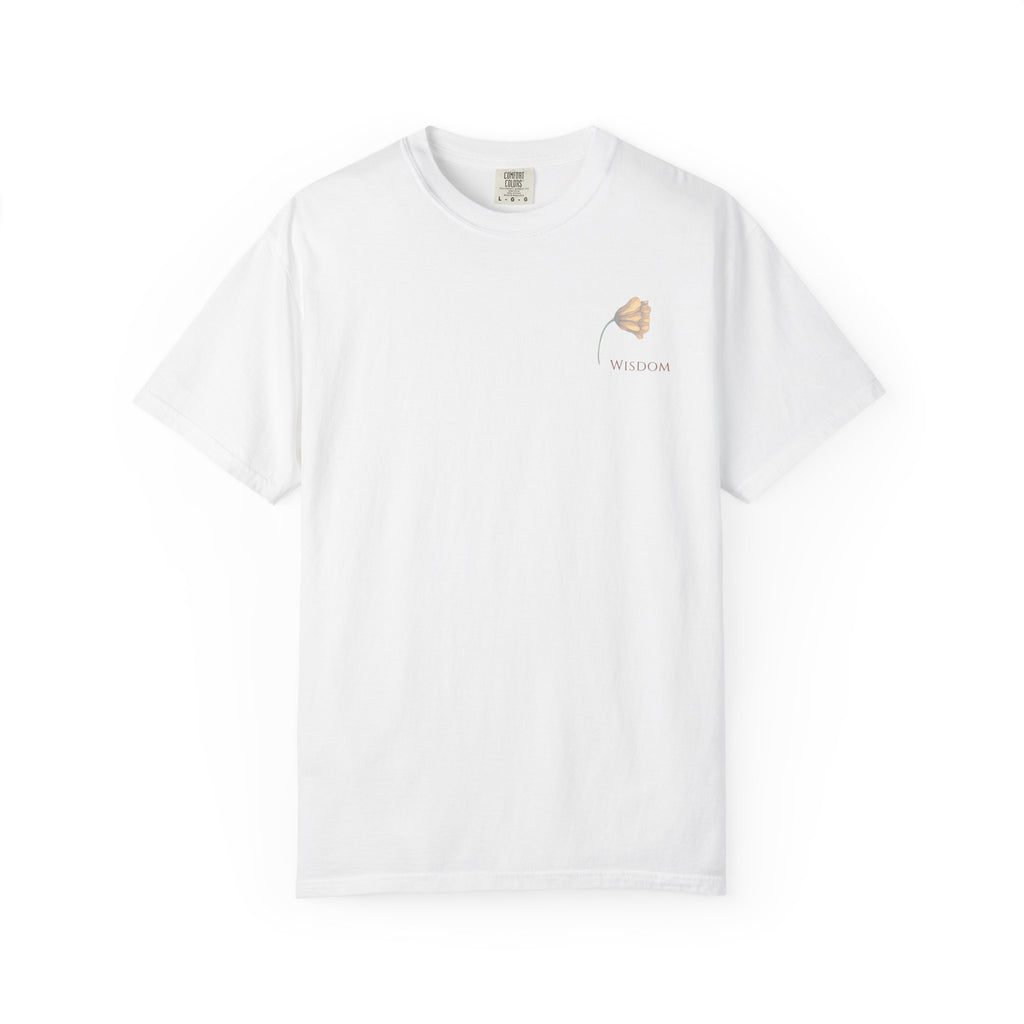 Whispers Collection™ | “Wisdom” Comfort Colors® Garment-Dyed Tee | Inspirational Botanical Shirt | Literary Minimalist Graphic Tee Women Adult