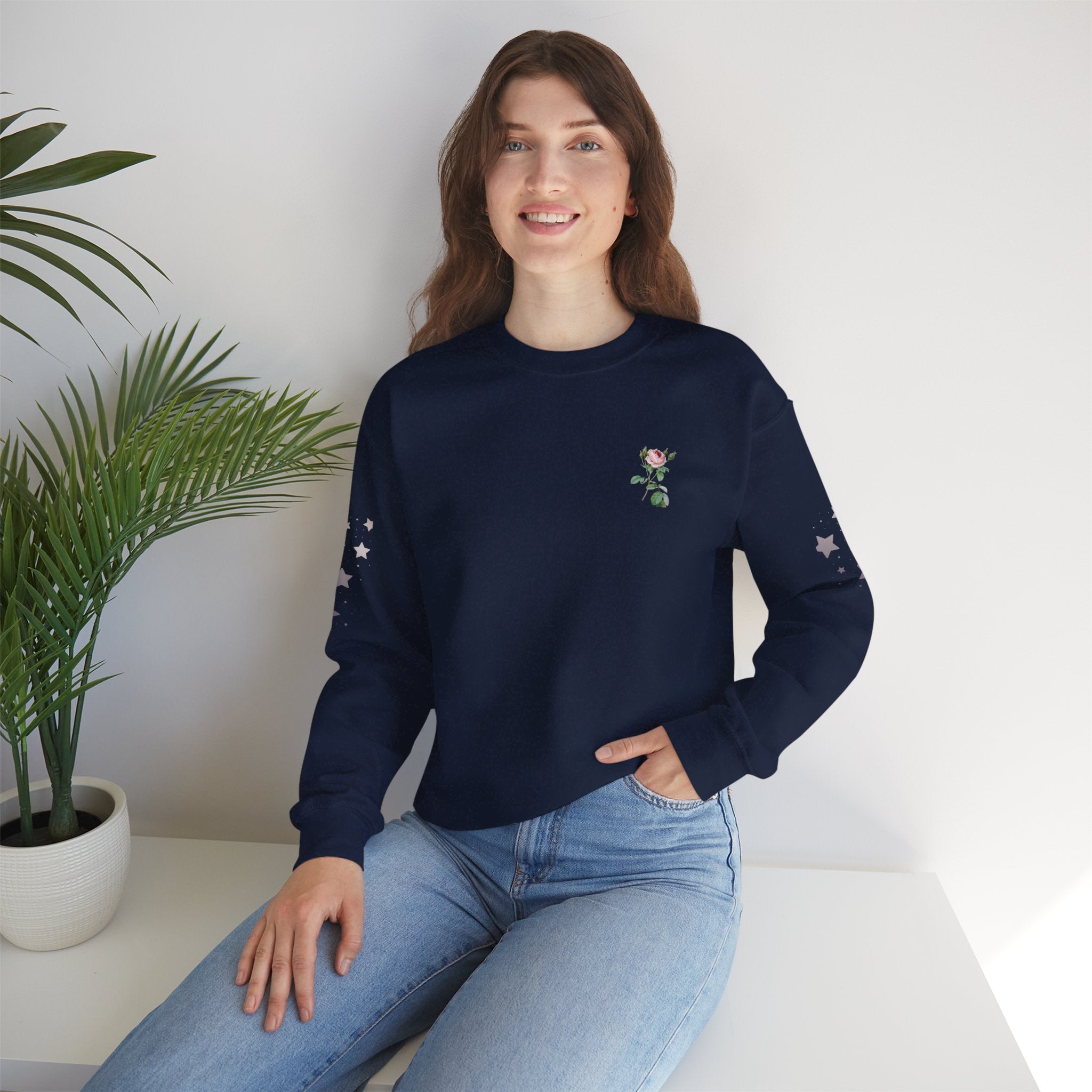 Under God | Watercolor Flag & Roses Women's Crewneck Sweatshirt