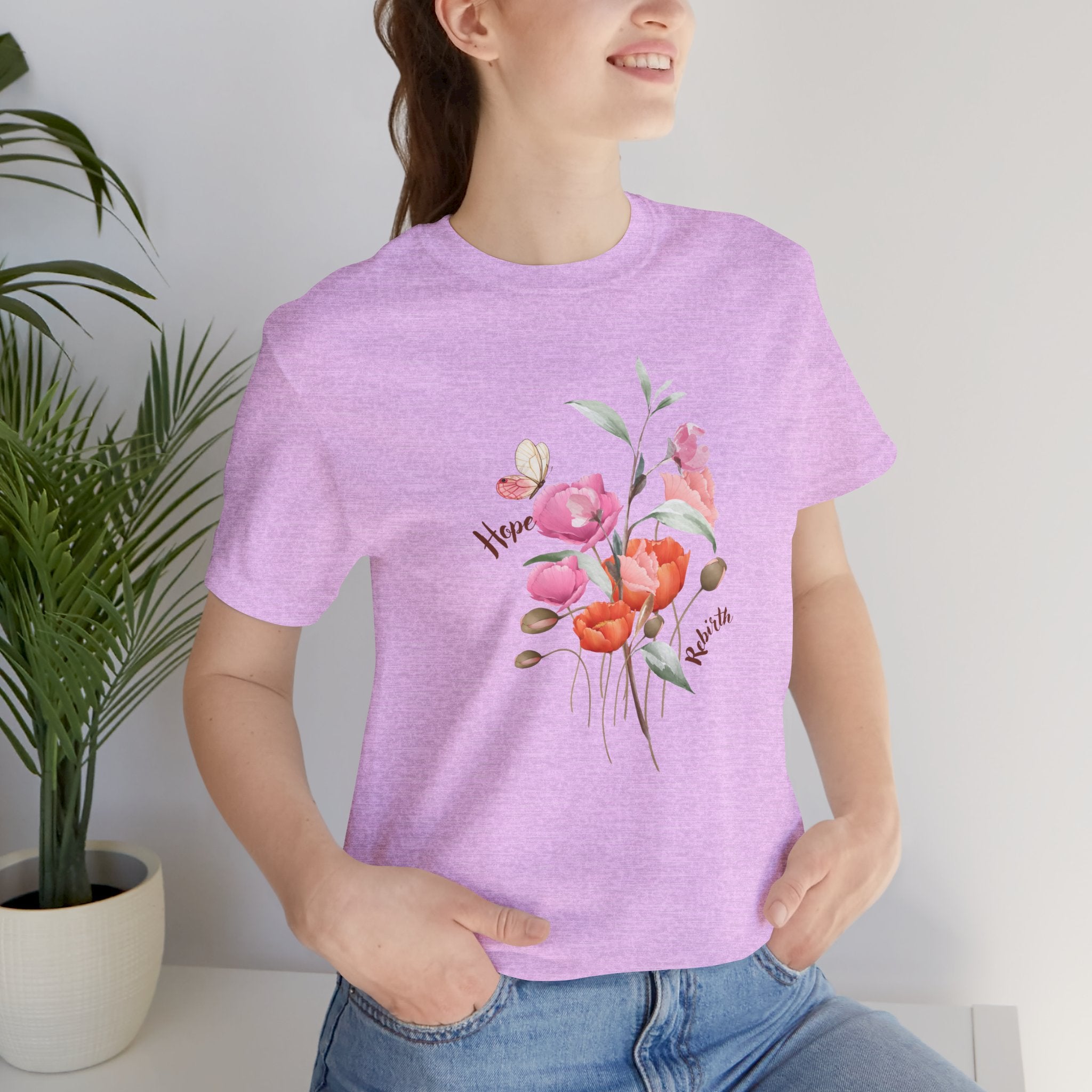 Relaxed Adult Female Comfort Tee: Hope & Rebirth Floral Tee – Easter Collection