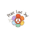 Peace Love Joy Kiss-Cut Sticker — Retro Flower Peace Sign Sticker for Laptops, Water Bottles & Journals