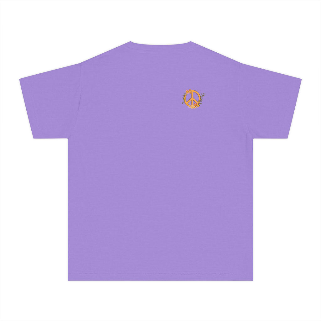 Unisex Youth Cotton Retro Tee:  Peace and Love