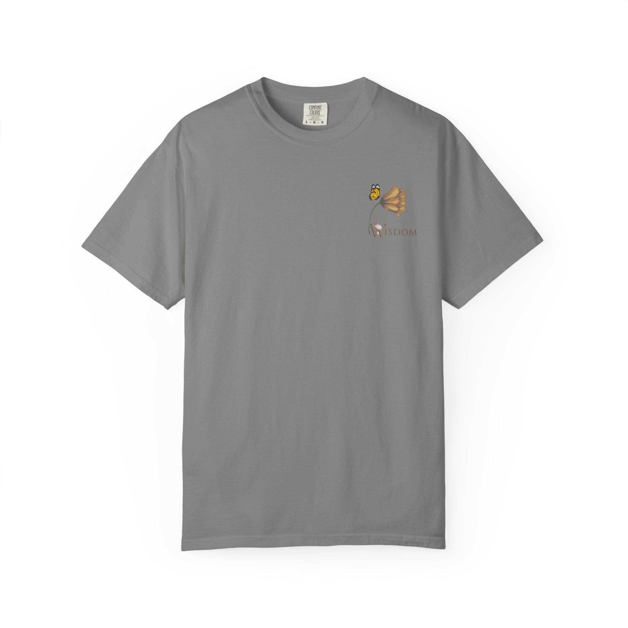 Whispers Collection™ | “Wisdom” Comfort Colors® Garment-Dyed Tee | Inspirational Botanical Shirt | Literary Minimalist Graphic Tee Women Adult