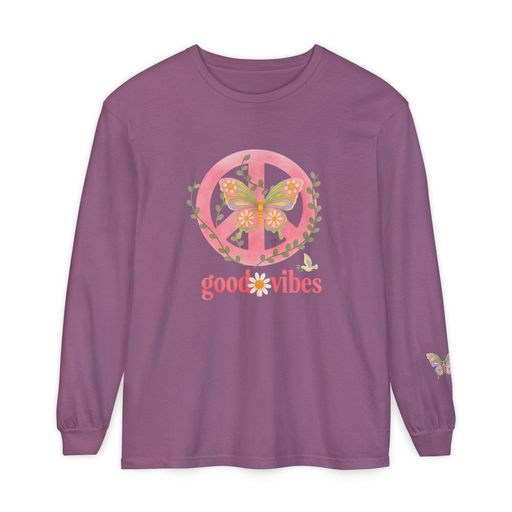 Peace and Love Soft Long Sleeve Good Vibes T-Shirt -- for Her
