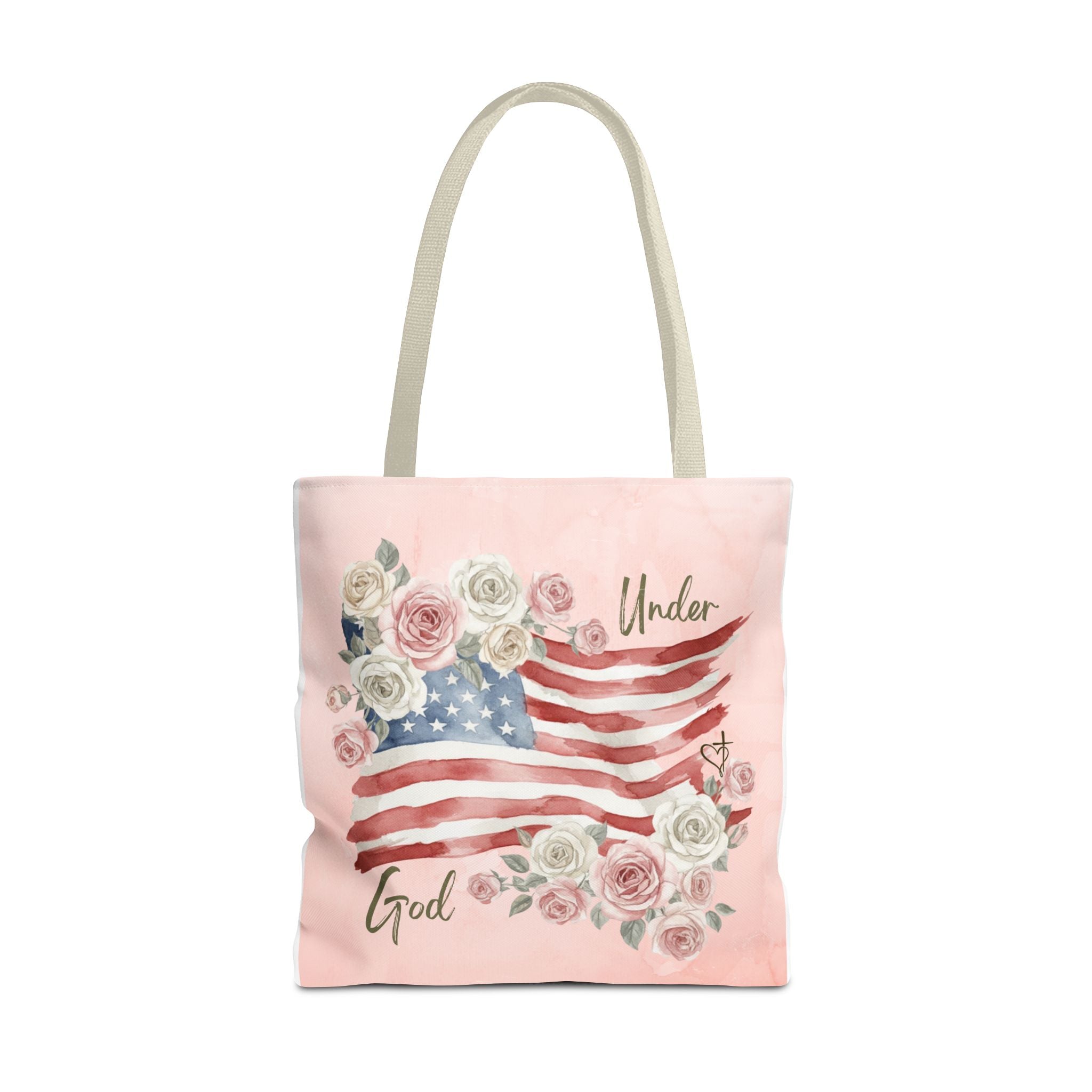 Under God | Watercolor Flag & Roses Tote Bag