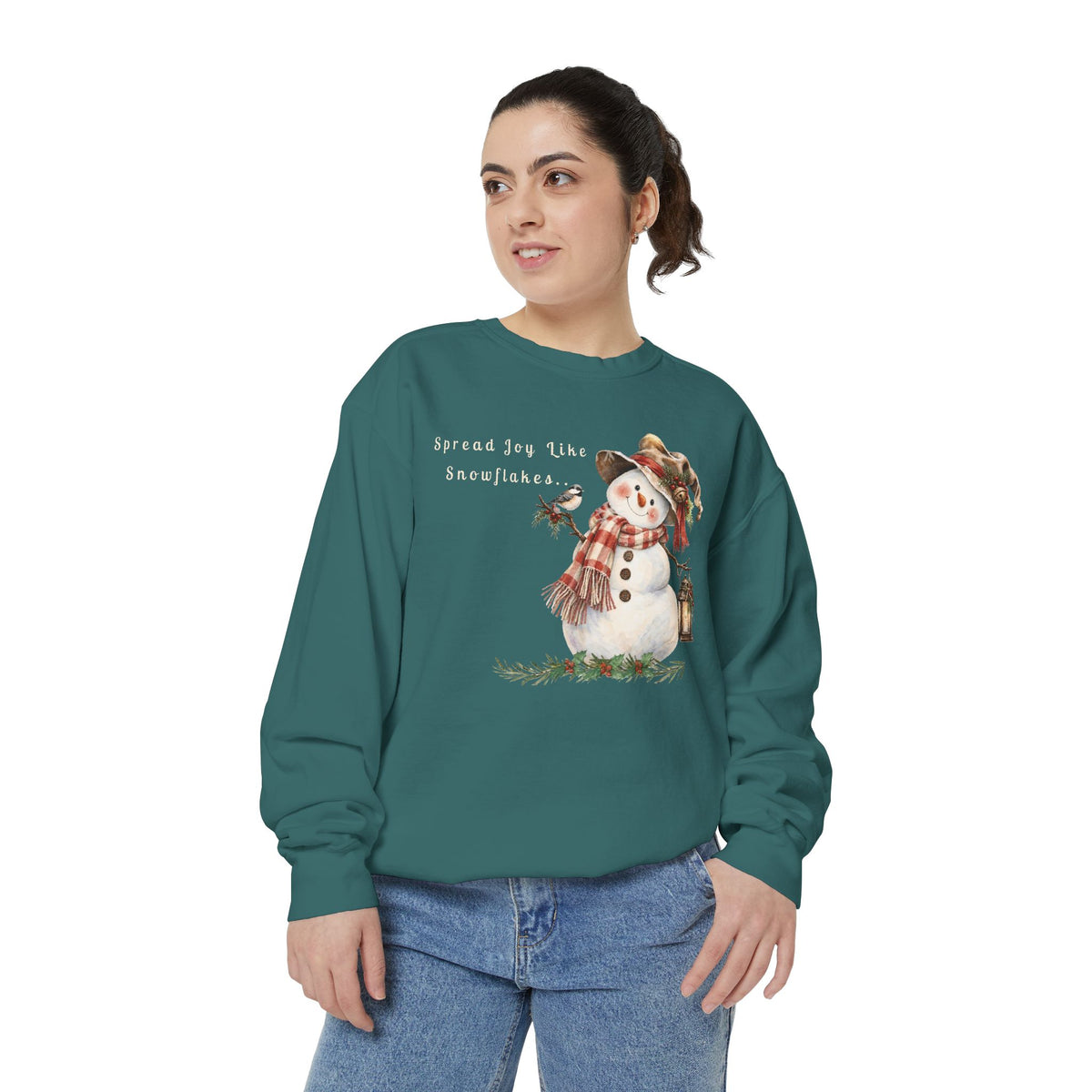 Spread Joy Like Snowflakes | Comfort Colors Snowman Sweatshirt