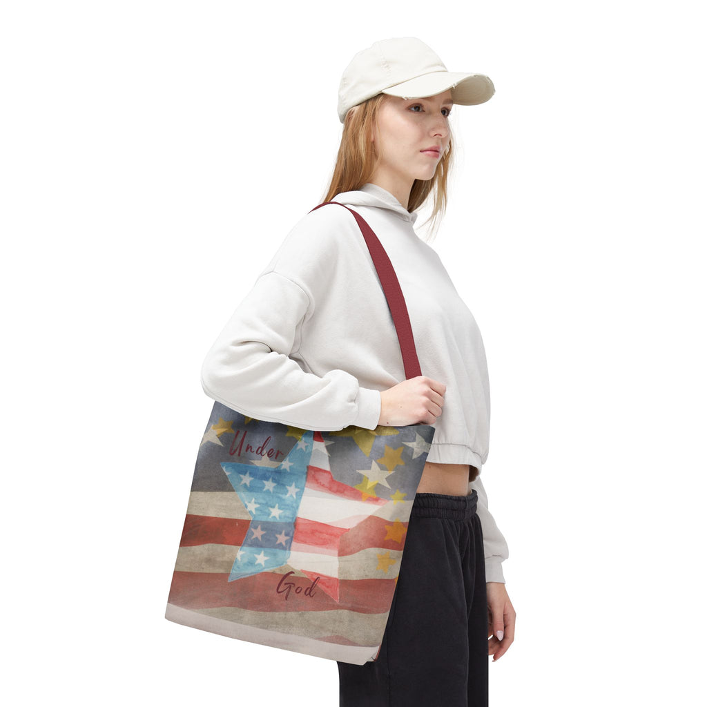 Under God | Watercolor Stars and Stripes Tote Bag 3 Sizes
