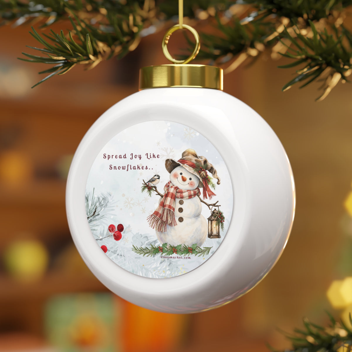 Spread Joy Like Snow Christmas Ball Ornament