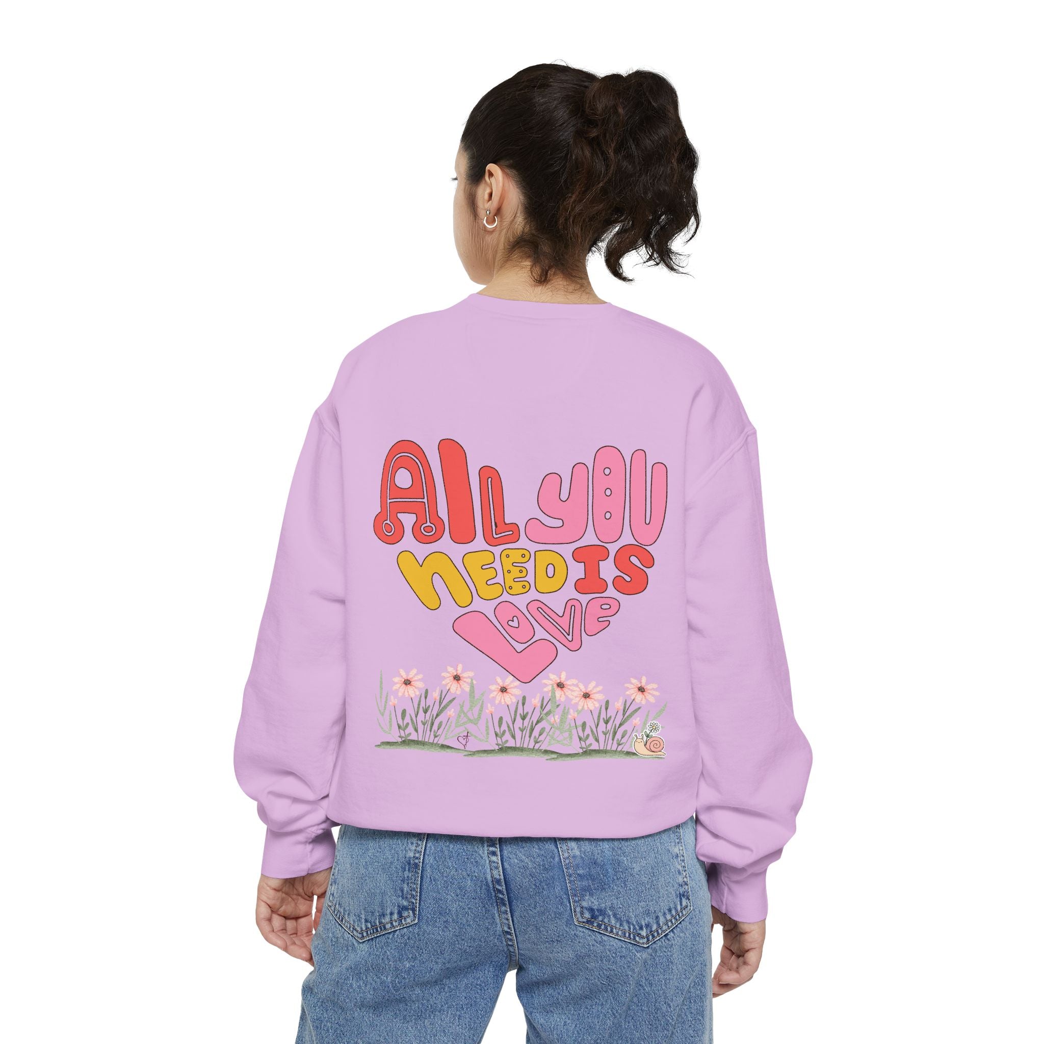 Retro Adult Female Crew Neck Sweatshirt:  All You Need is Love