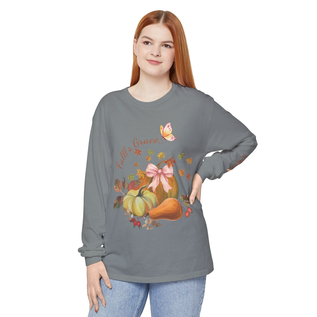 Fall’s Grace | Women’s Pumpkin Long-Sleeve Tee