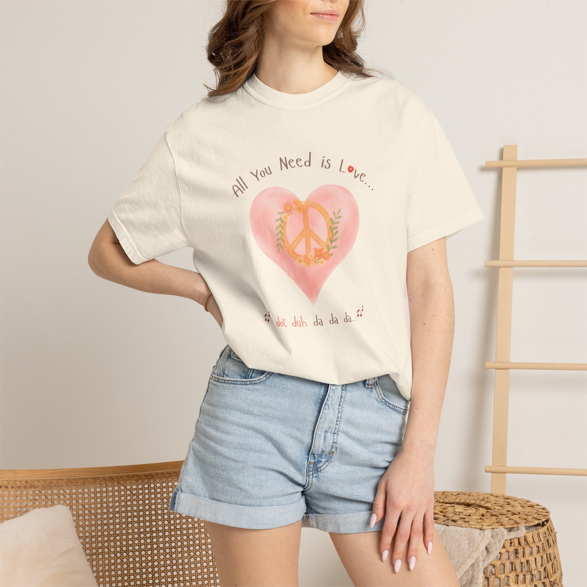 Peace and Love — Watercolor All You Need Is Love Tee — For Her